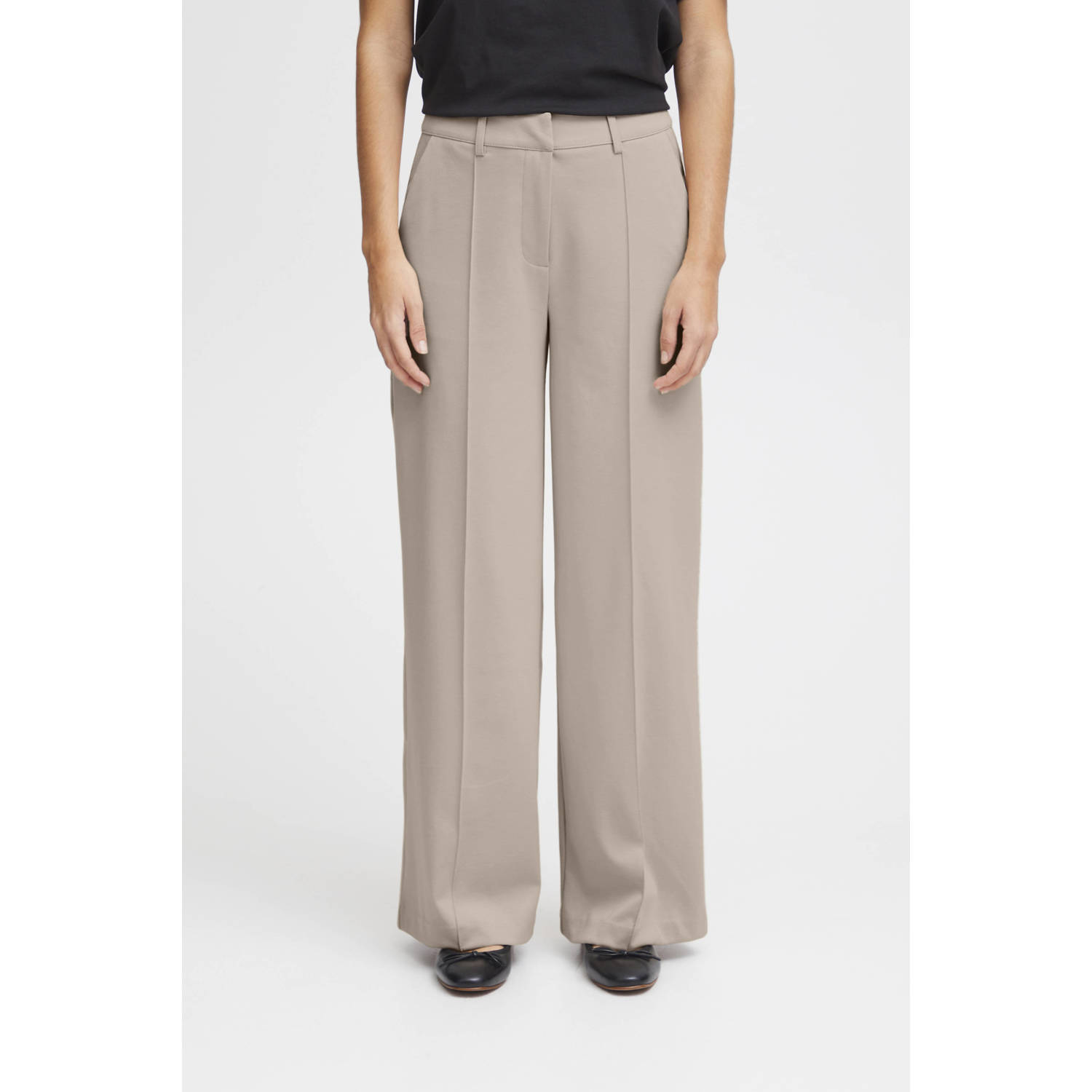 Ichi Casual gebreide broek voor dagelijks gebruik Beige Dames