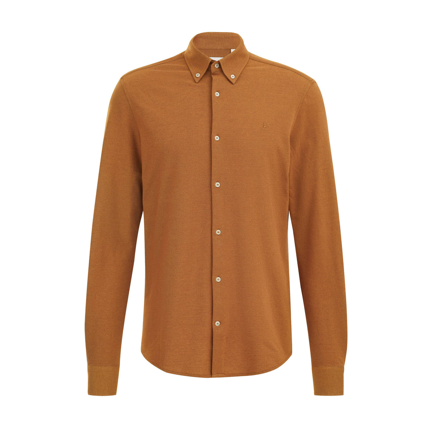 WE Fashion slim fit overhemd amber brown
