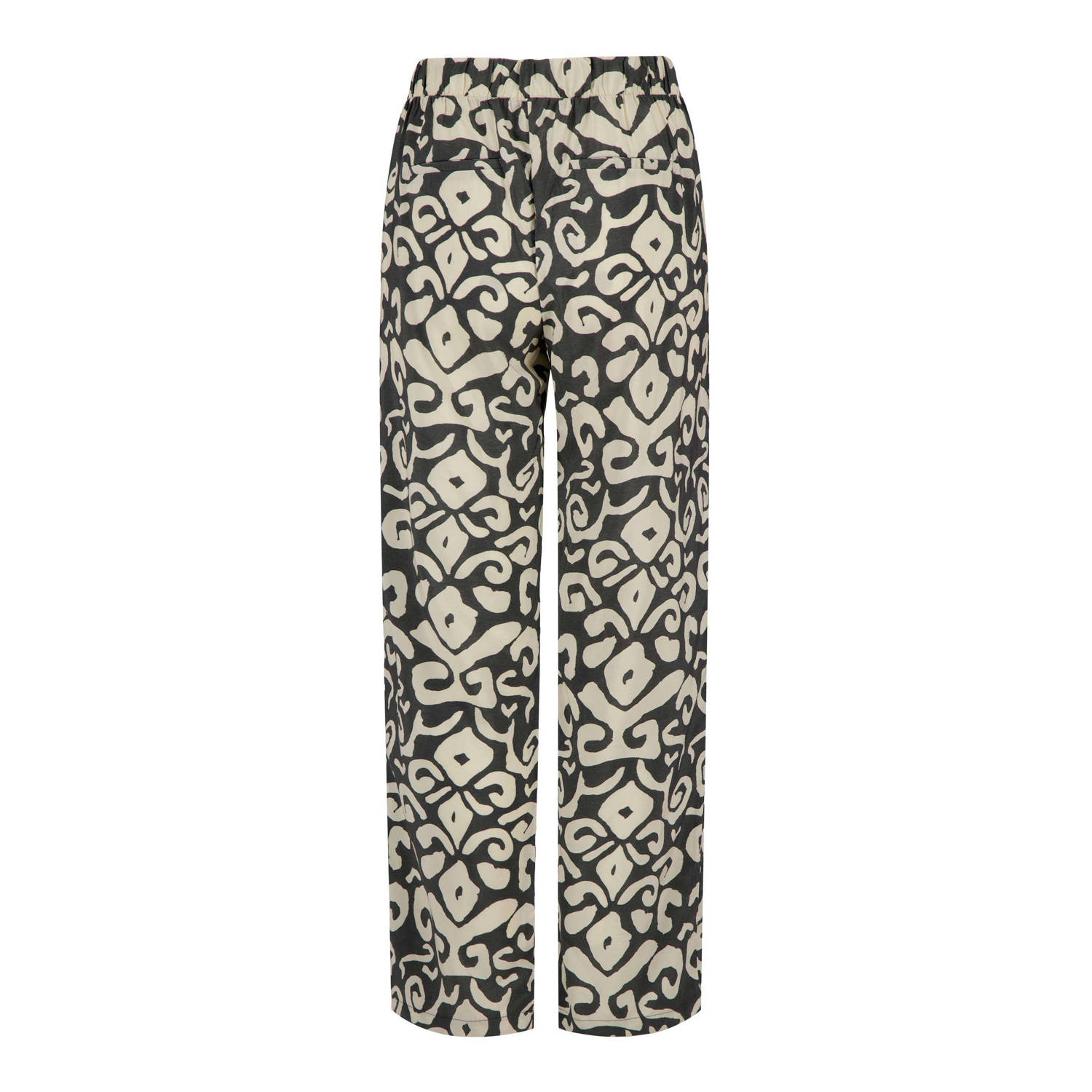 Zusss regular fit broek met all over print antraciet zand