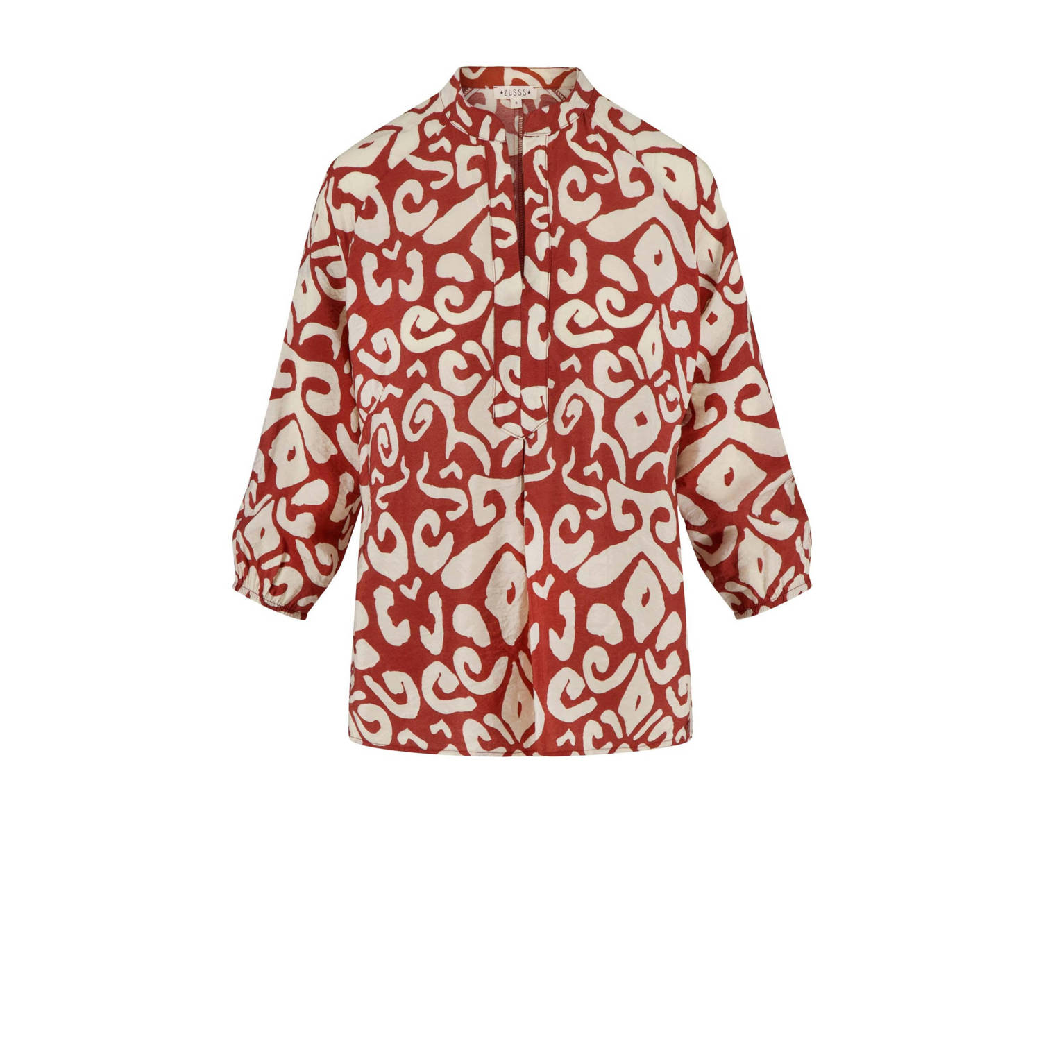 Zusss top met all over print zand bruin