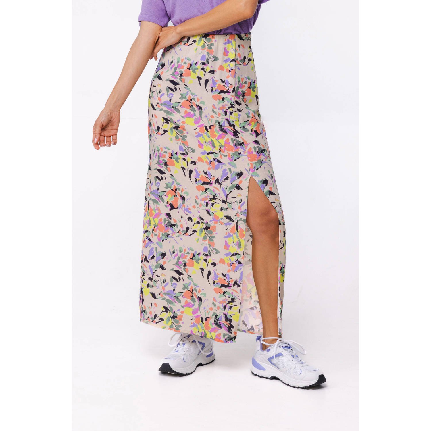 Poools gebloemde maxi rok multi