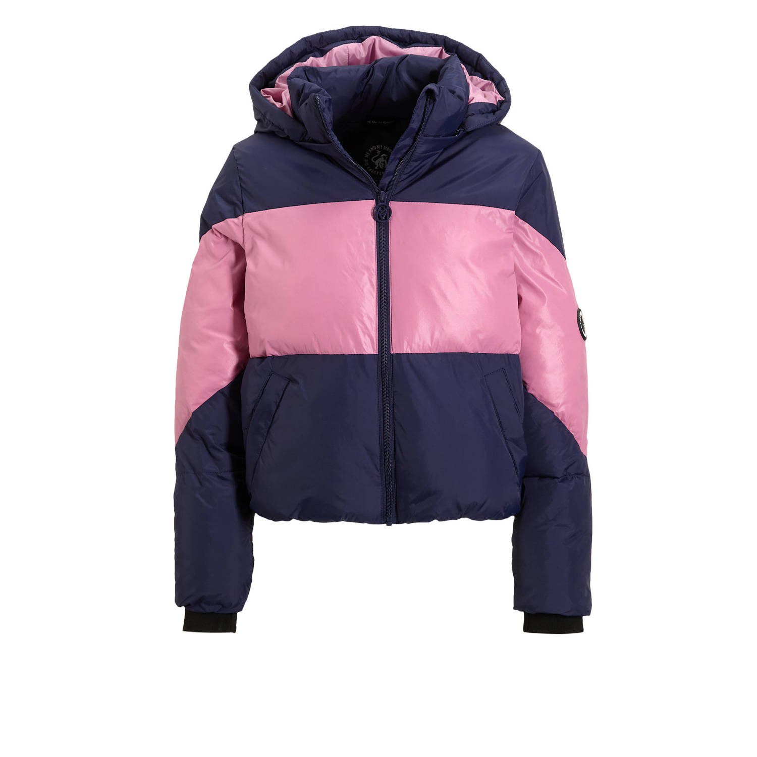 Me & My Monkey winterjas Ragna donkerblauw roze