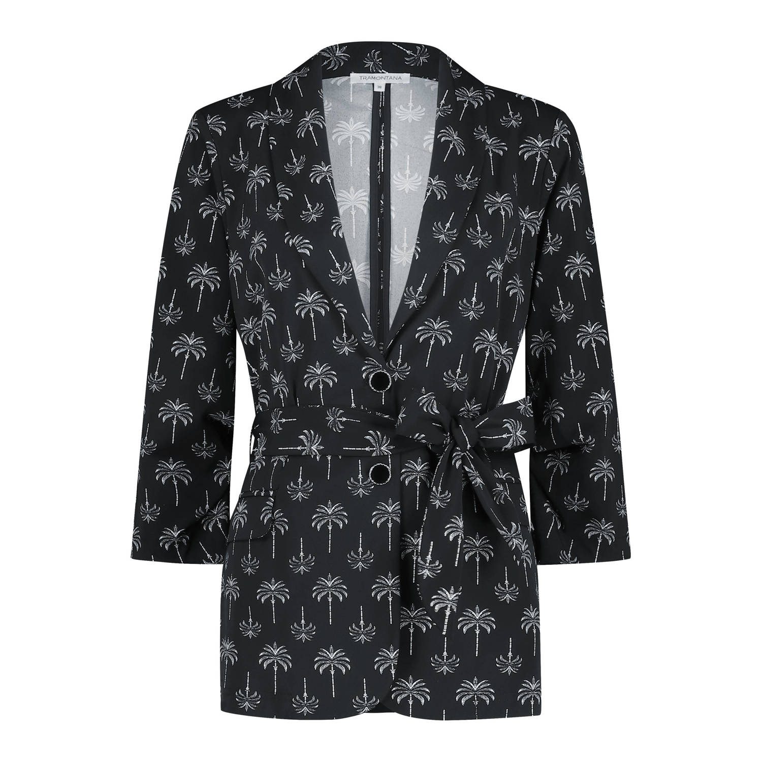 Tramontana rechtvallende blazer met all over print zwart wit