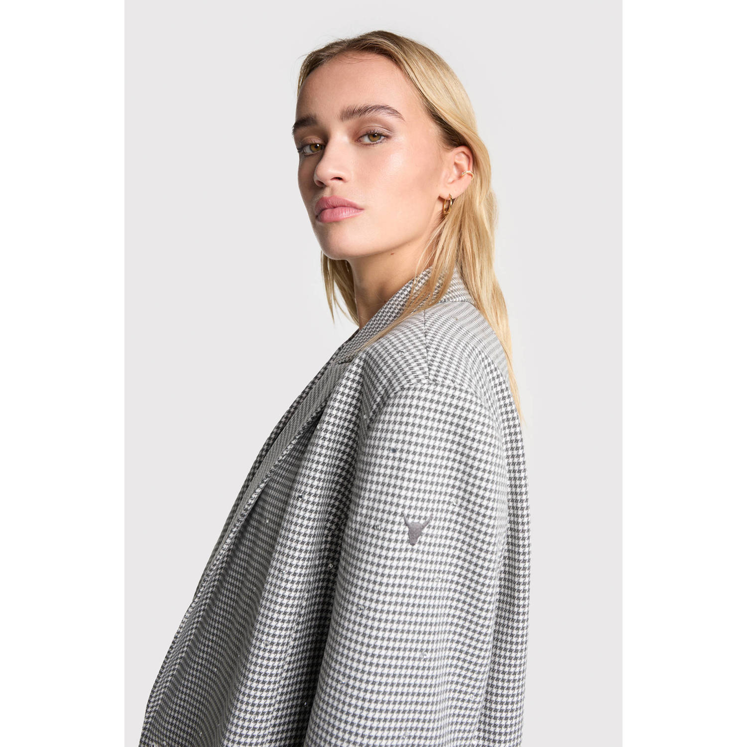 Alix the Label geruite oversized blazer grijs