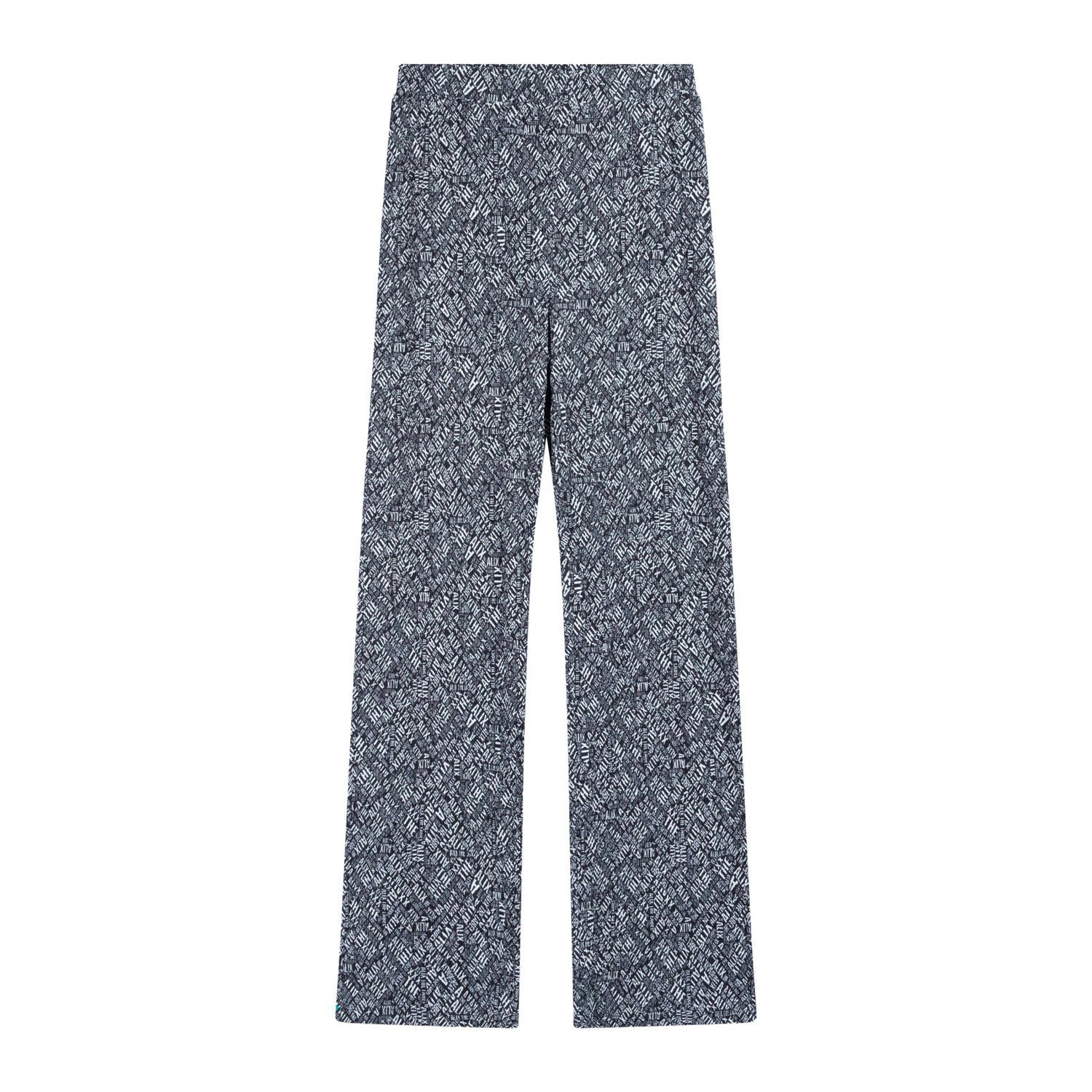 ALIX THE LABEL Dames Broeken Ladies Woven Crinkle Text Pants Zwart