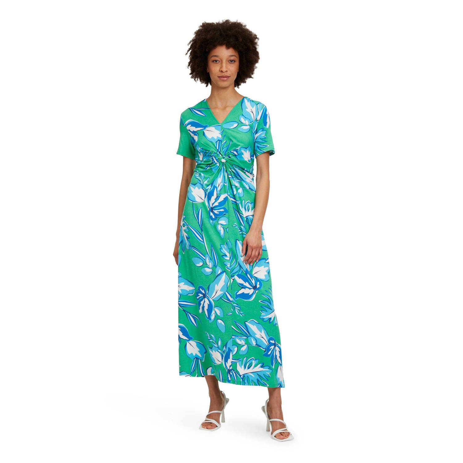 Betty Barclay maxi jurk met bladprint groen blauw