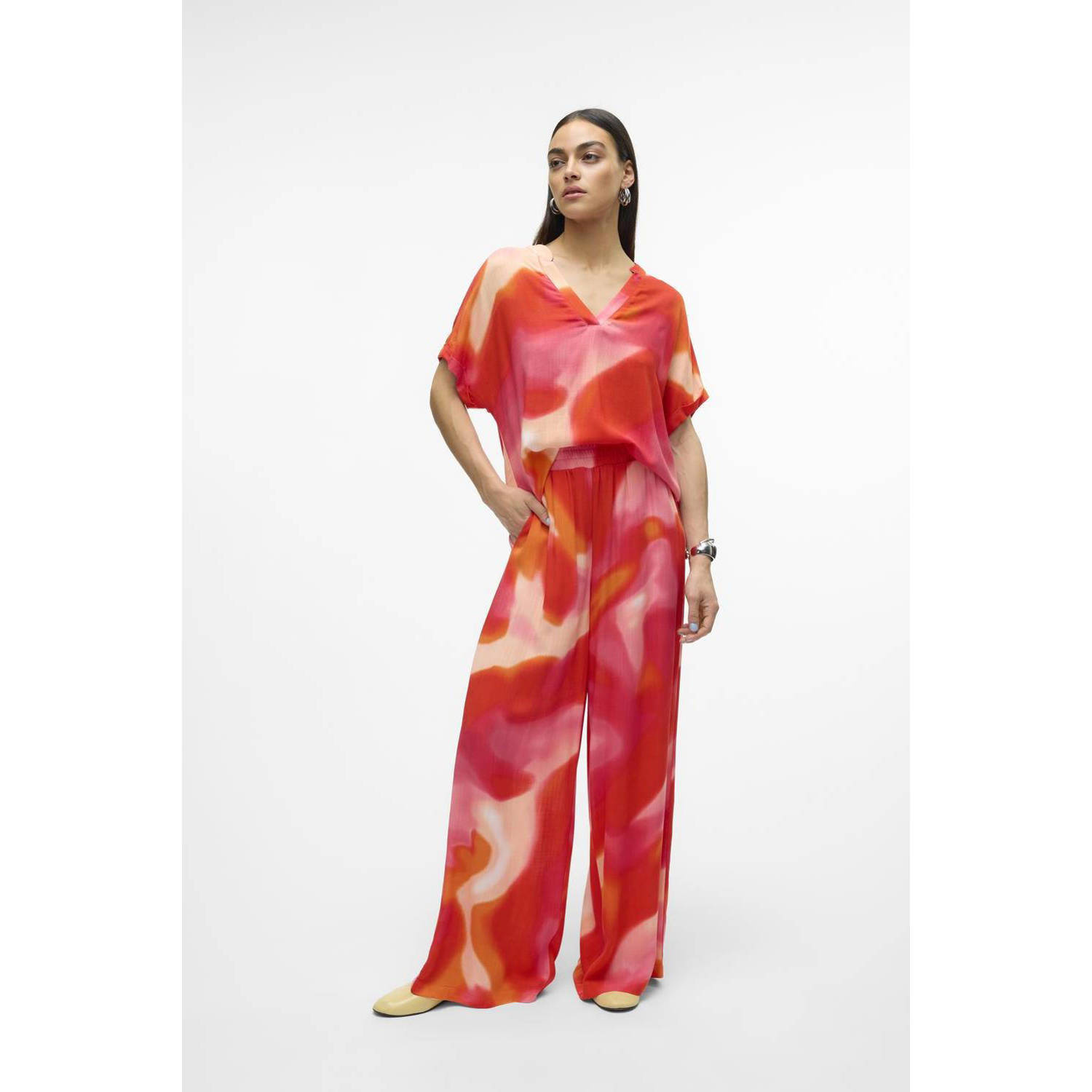 VERO MODA top met all over print rood
