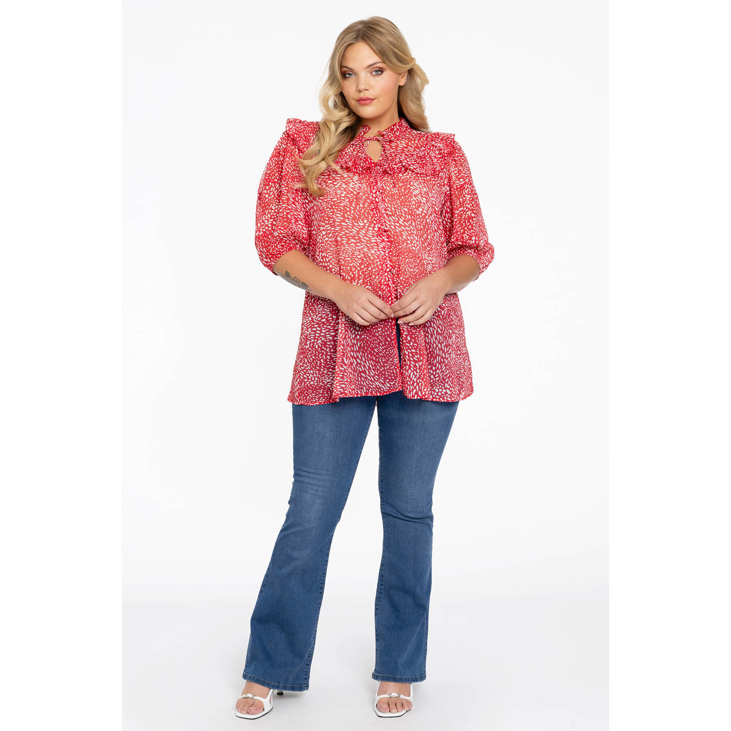 YOEK tuniek met all over print rood wit