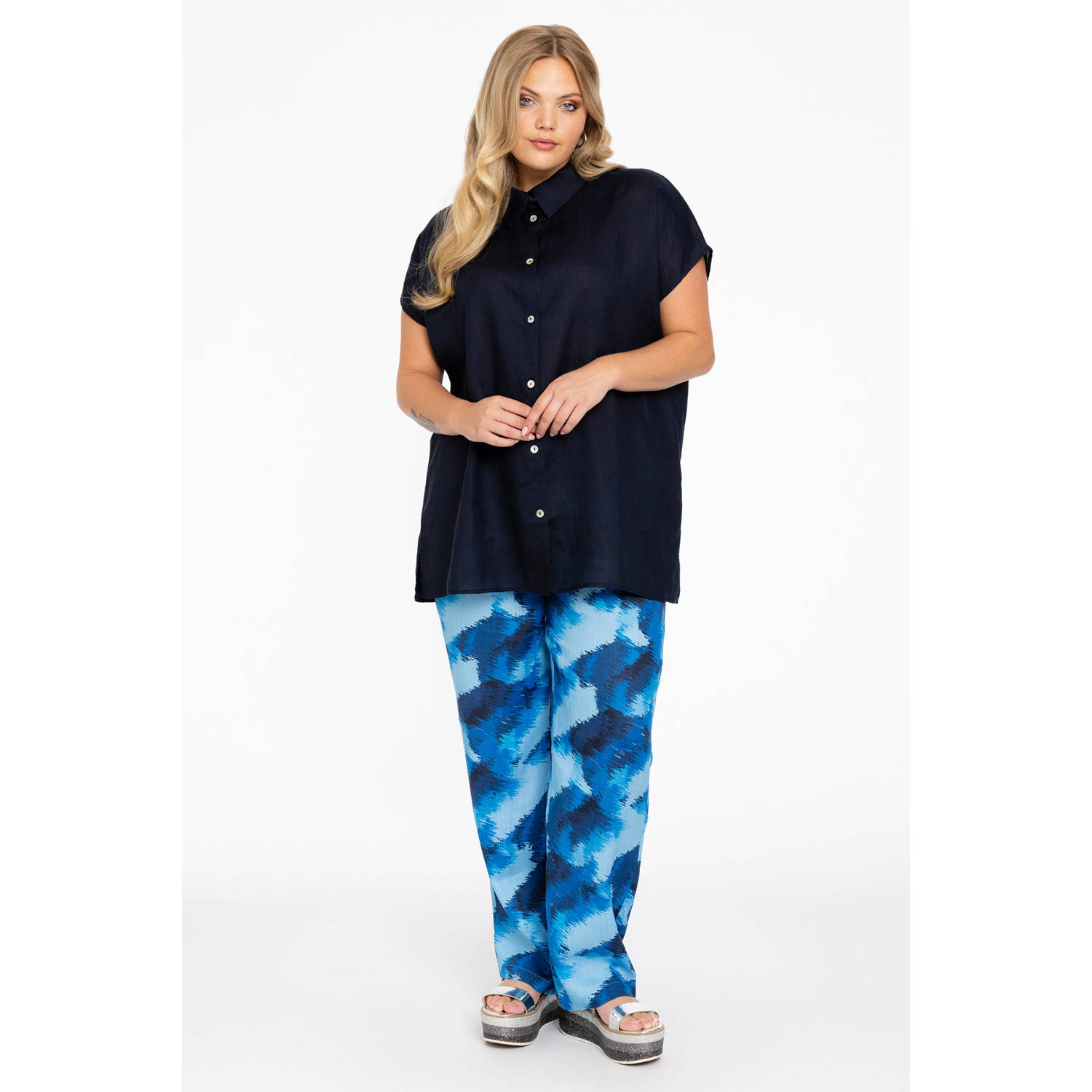 YOEK blouse donkerblauw