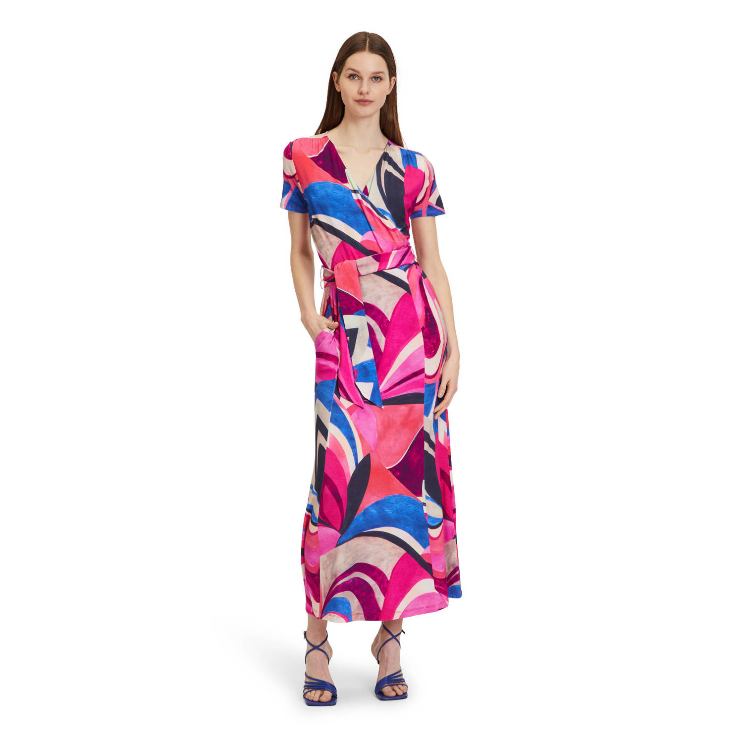 Betty Barclay jurk met grafische print roze blauw crème