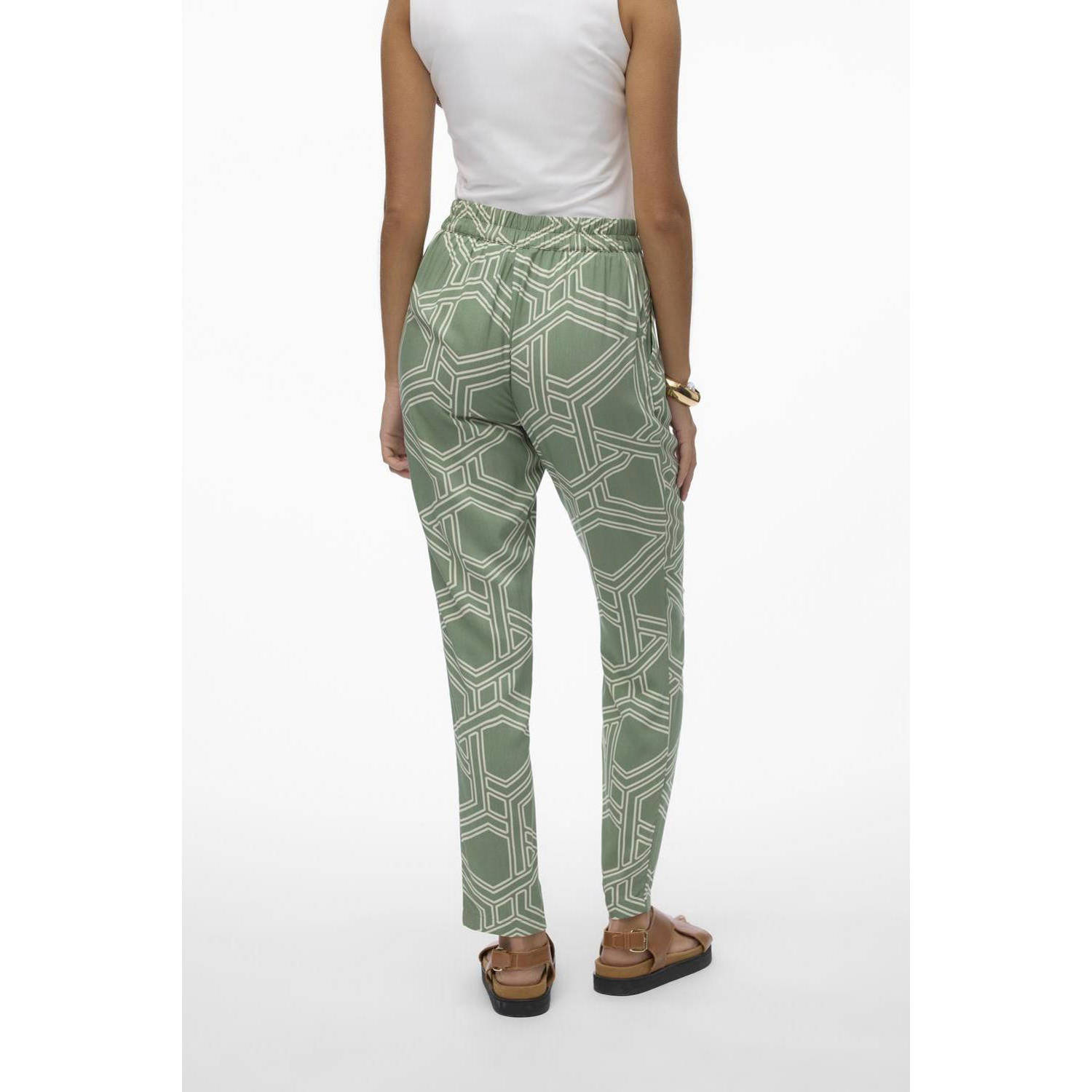 VERO MODA straight fit broek VMEASY met all over print lichtgroen