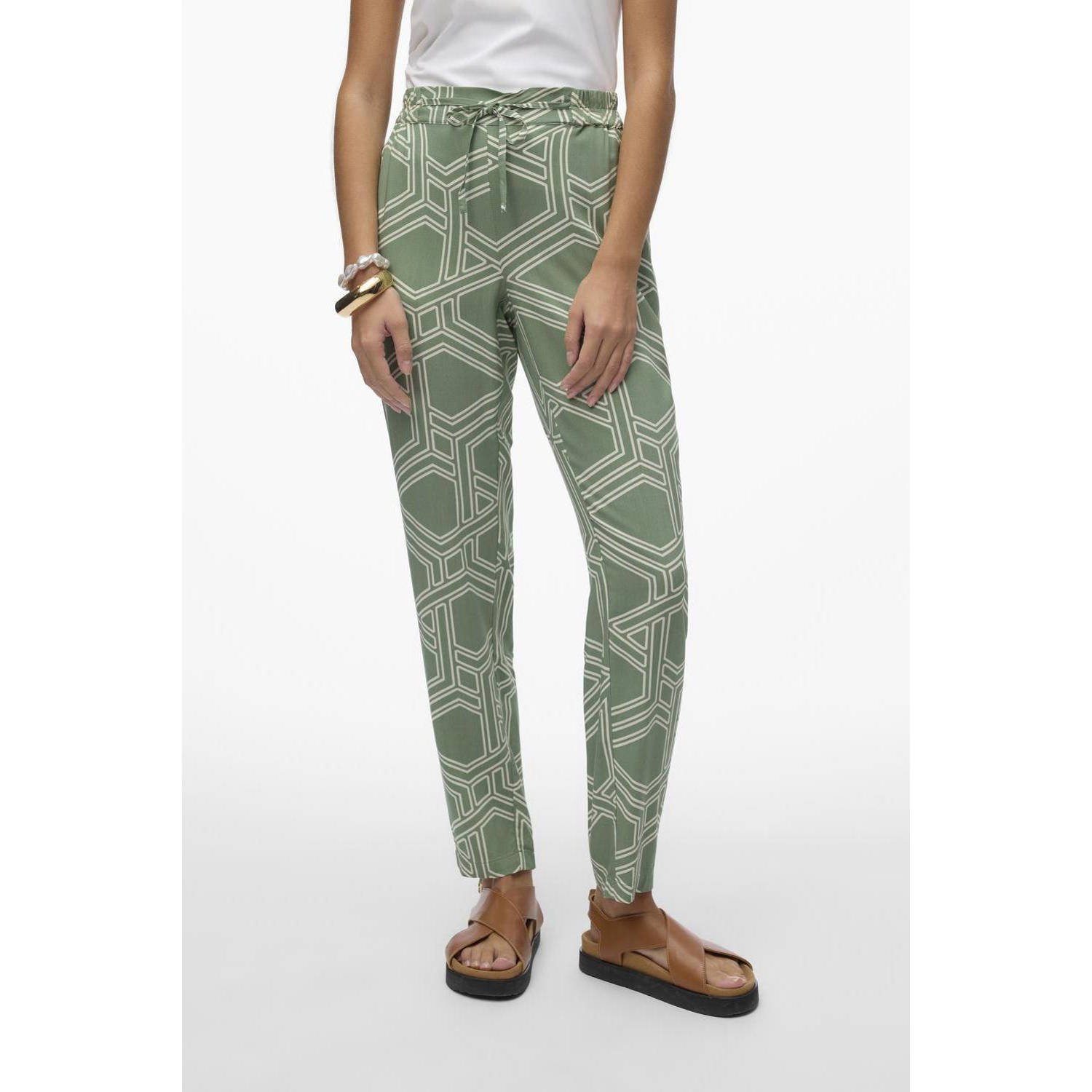 VERO MODA straight fit broek VMEASY met all over print lichtgroen