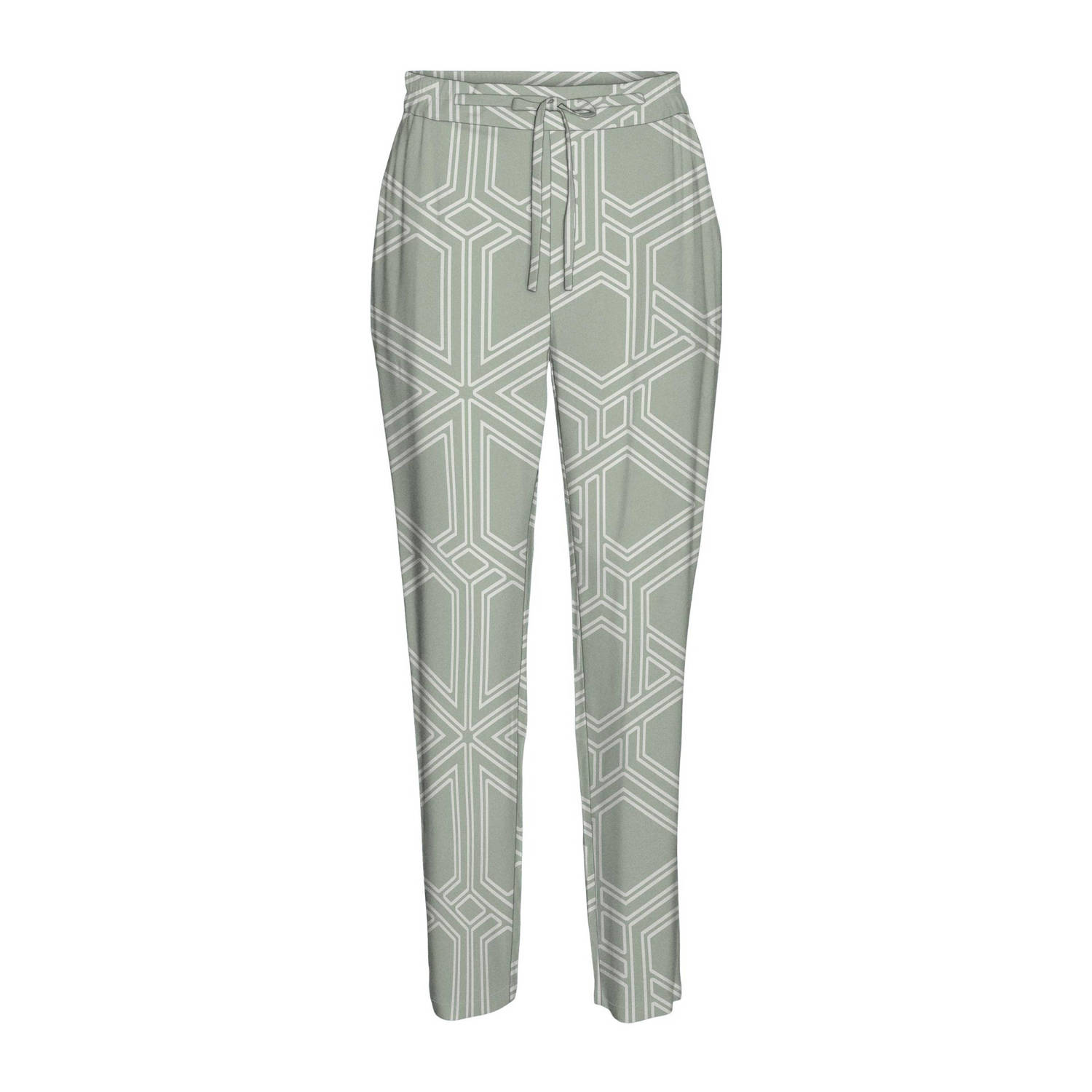 VERO MODA straight fit broek VMEASY met all over print lichtgroen