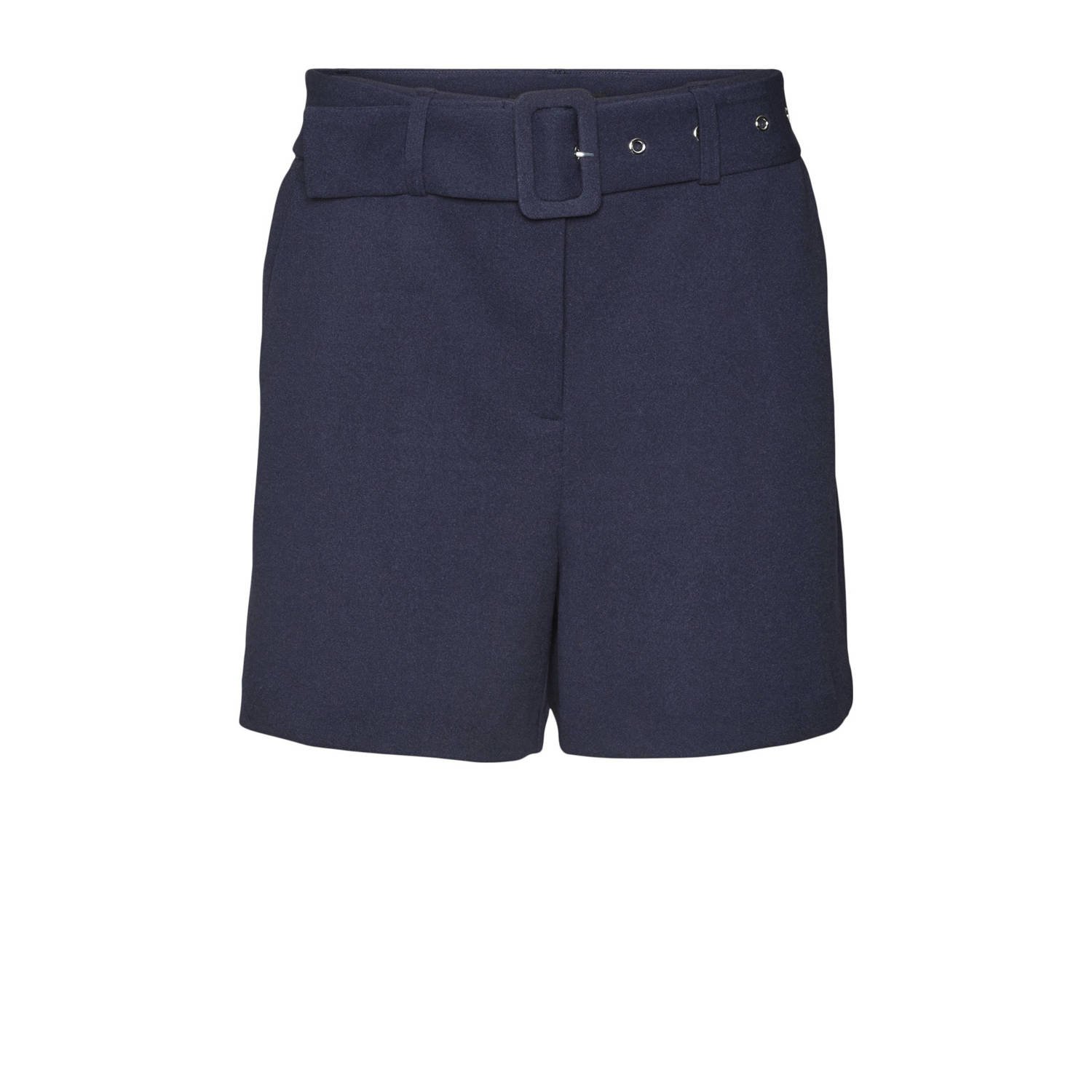 VERO MODA high waist straight fit short VMSASHA donkerblauw