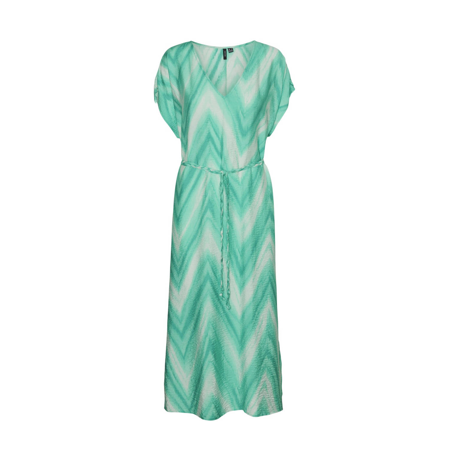 VERO MODA maxi jurk VMJOSIE met all over print en ceintuur mintgroen wit