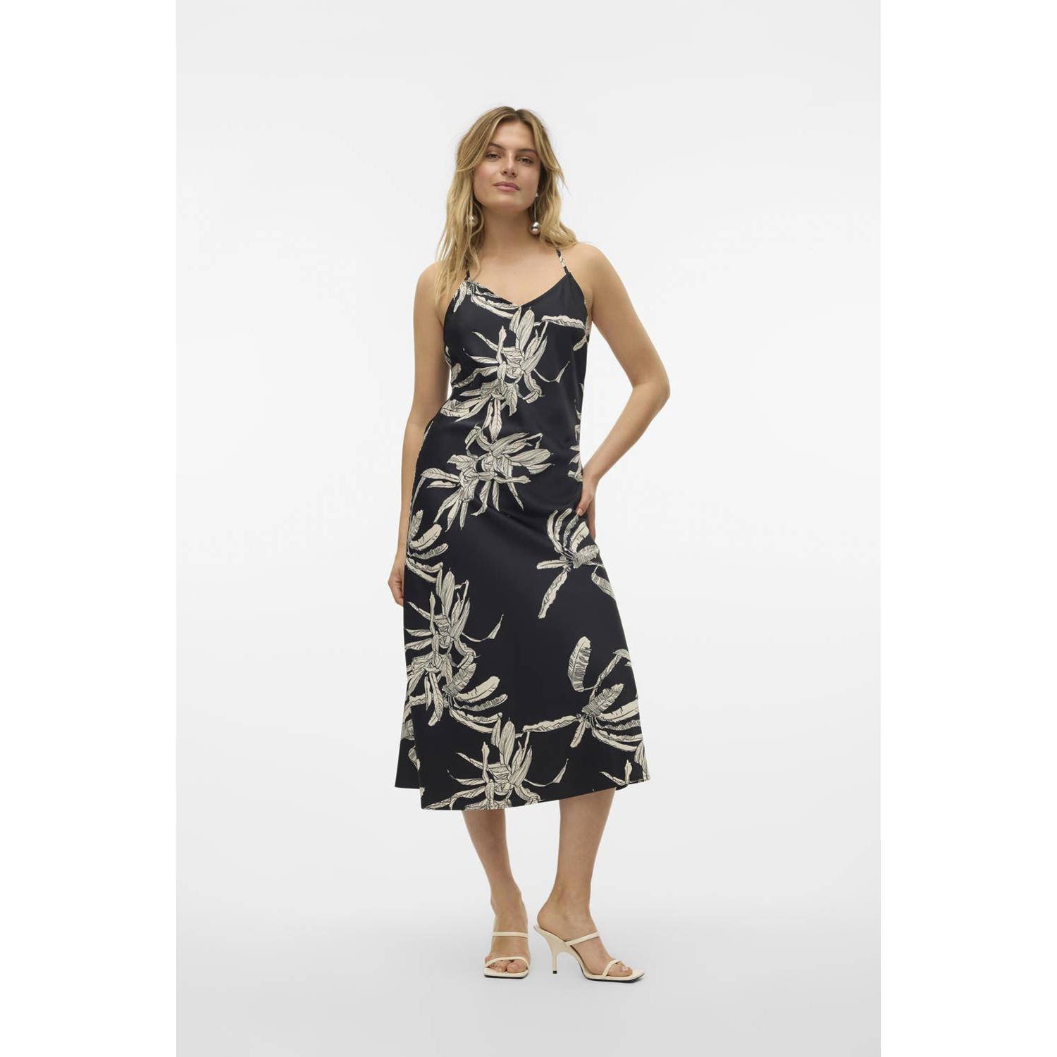 VERO MODA AWARE by jurk met all over print zwart crème