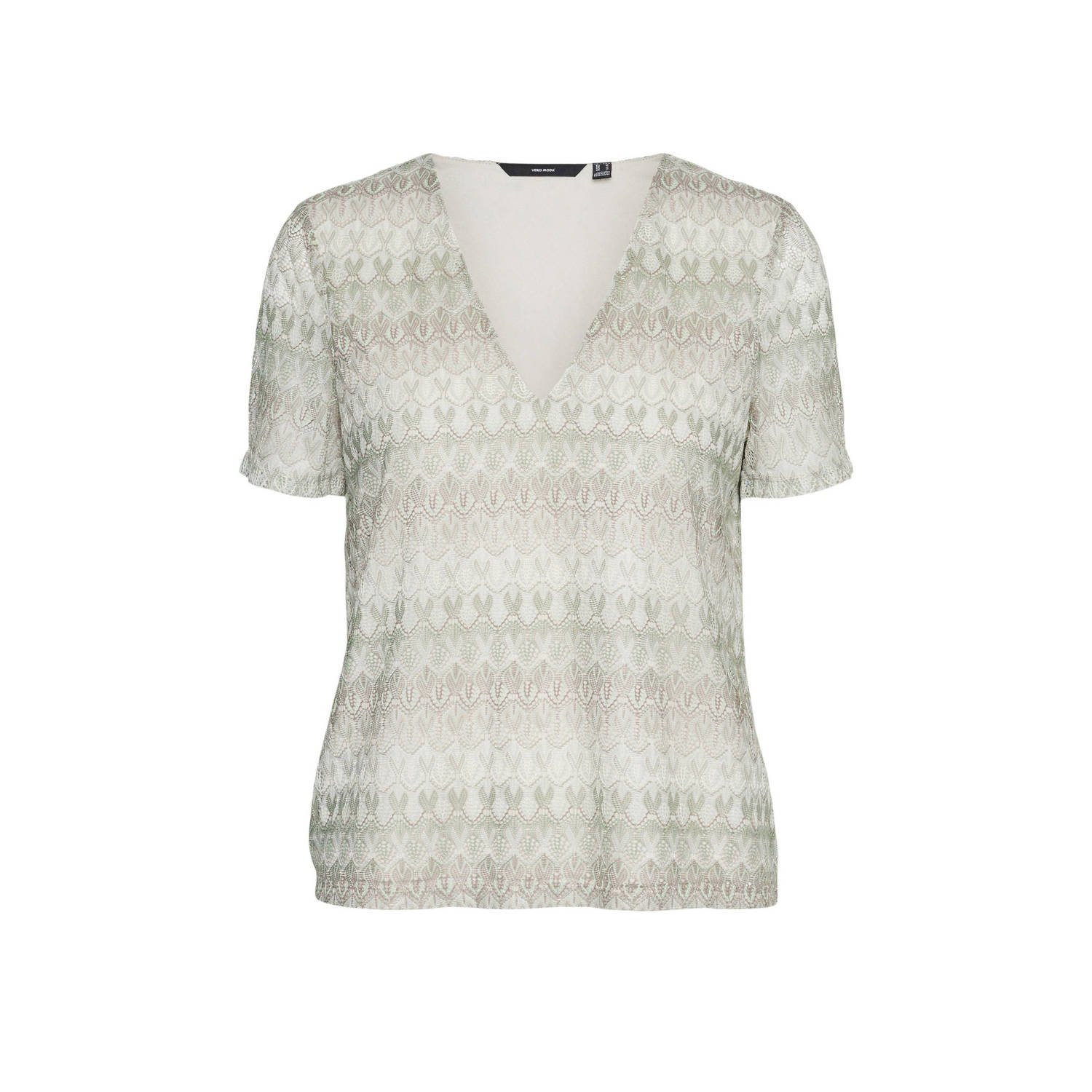 VERO MODA top VMDICTE met all over print zilver crème