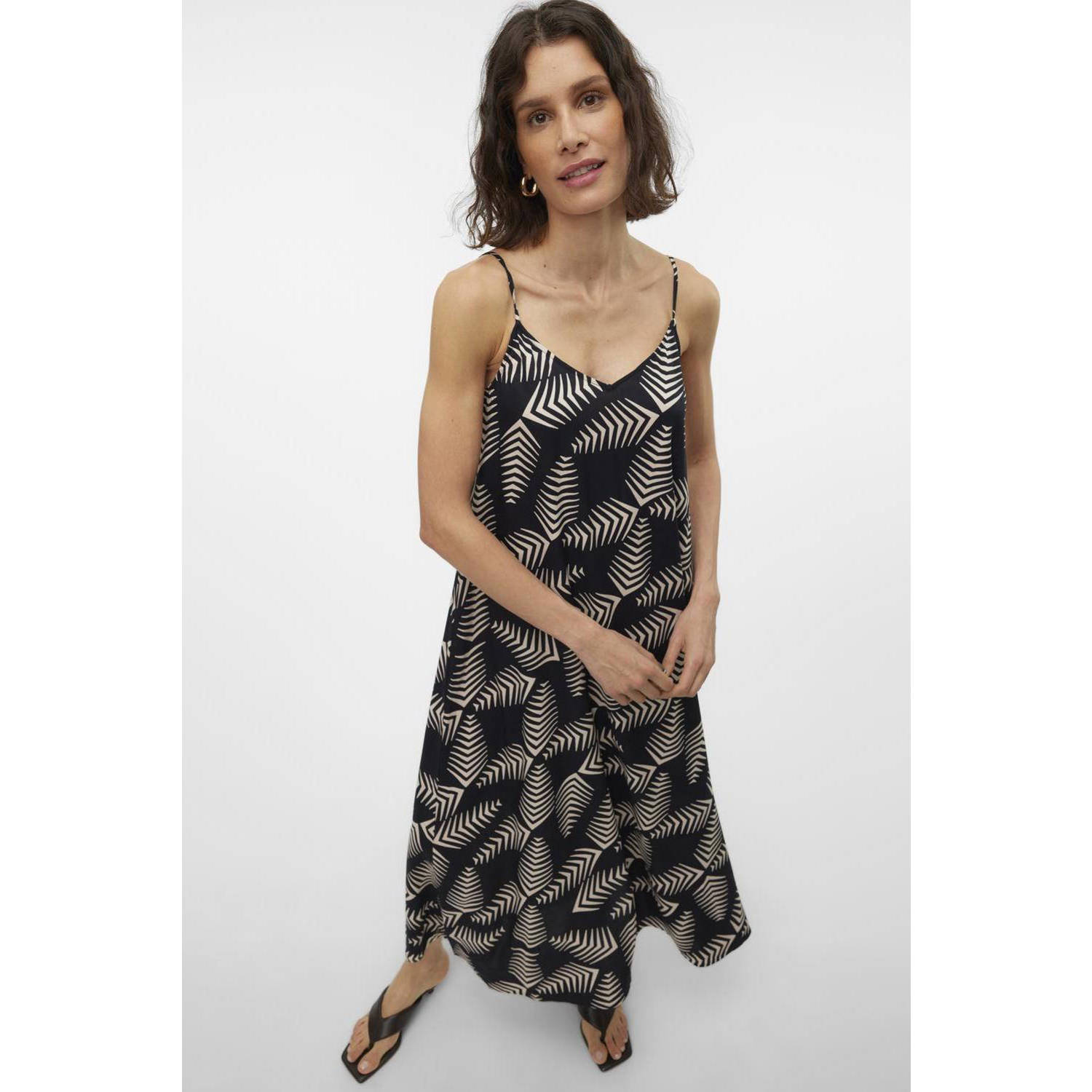 VERO MODA maxi jurk VMKANYA met all over print zwart wit
