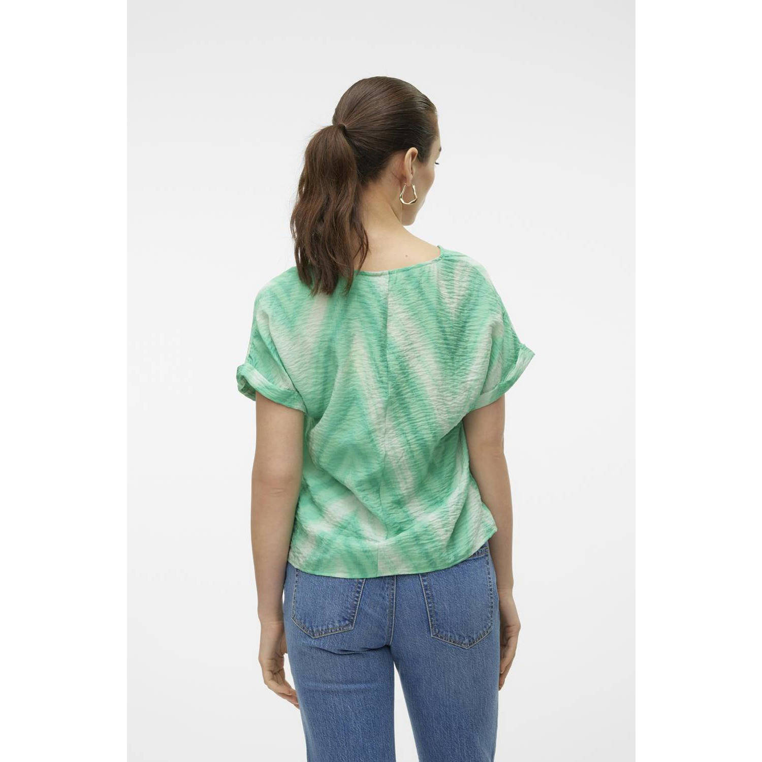 VERO MODA top VMJOSIE met grafische print groen blauw