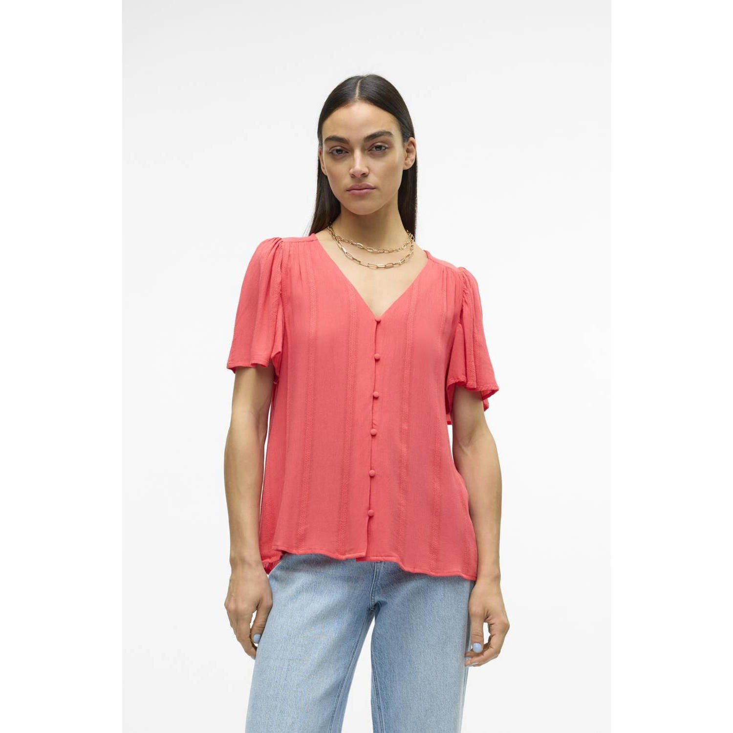 Vero Moda Comfort fit blouse met stoffen knopen model 'KANVA'