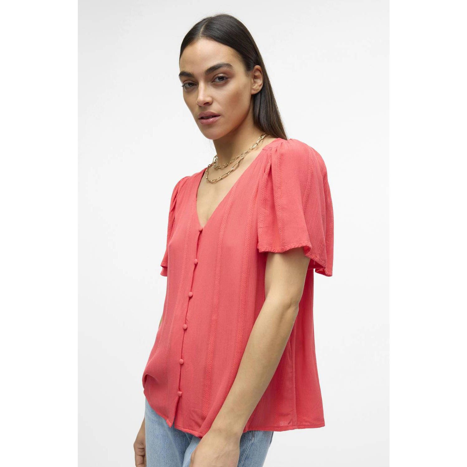 VERO MODA top VMKANVA koraalrood