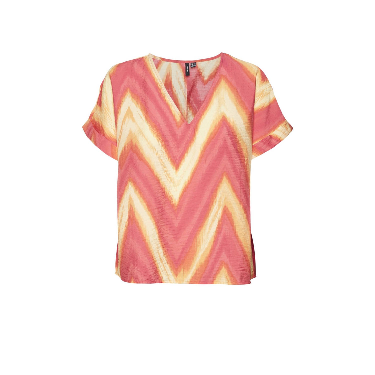 VERO MODA top VMJOSIE met grafische print koraalrood geel