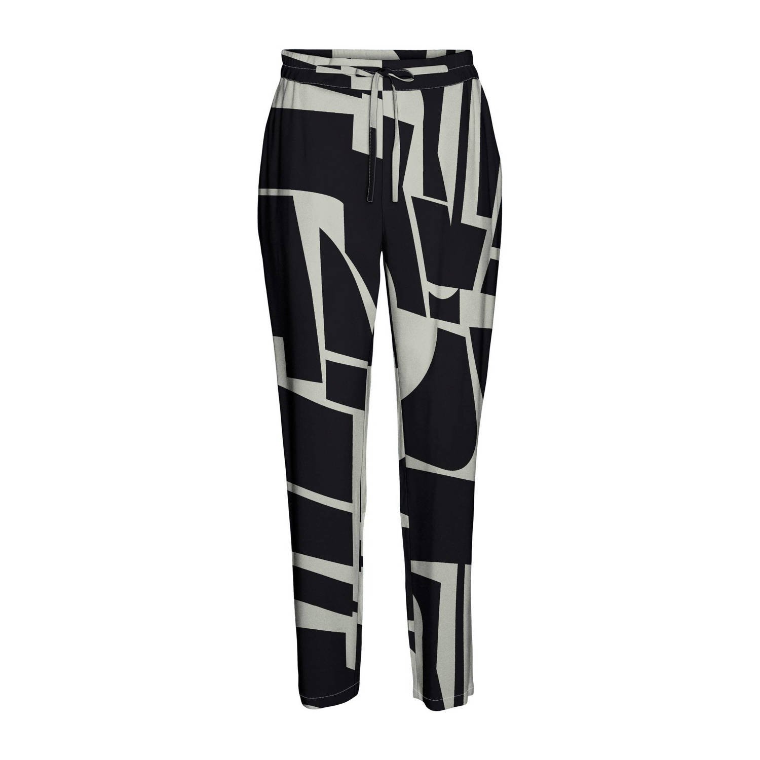 VERO MODA straight fit broek VMEASY met all over print zwart wit