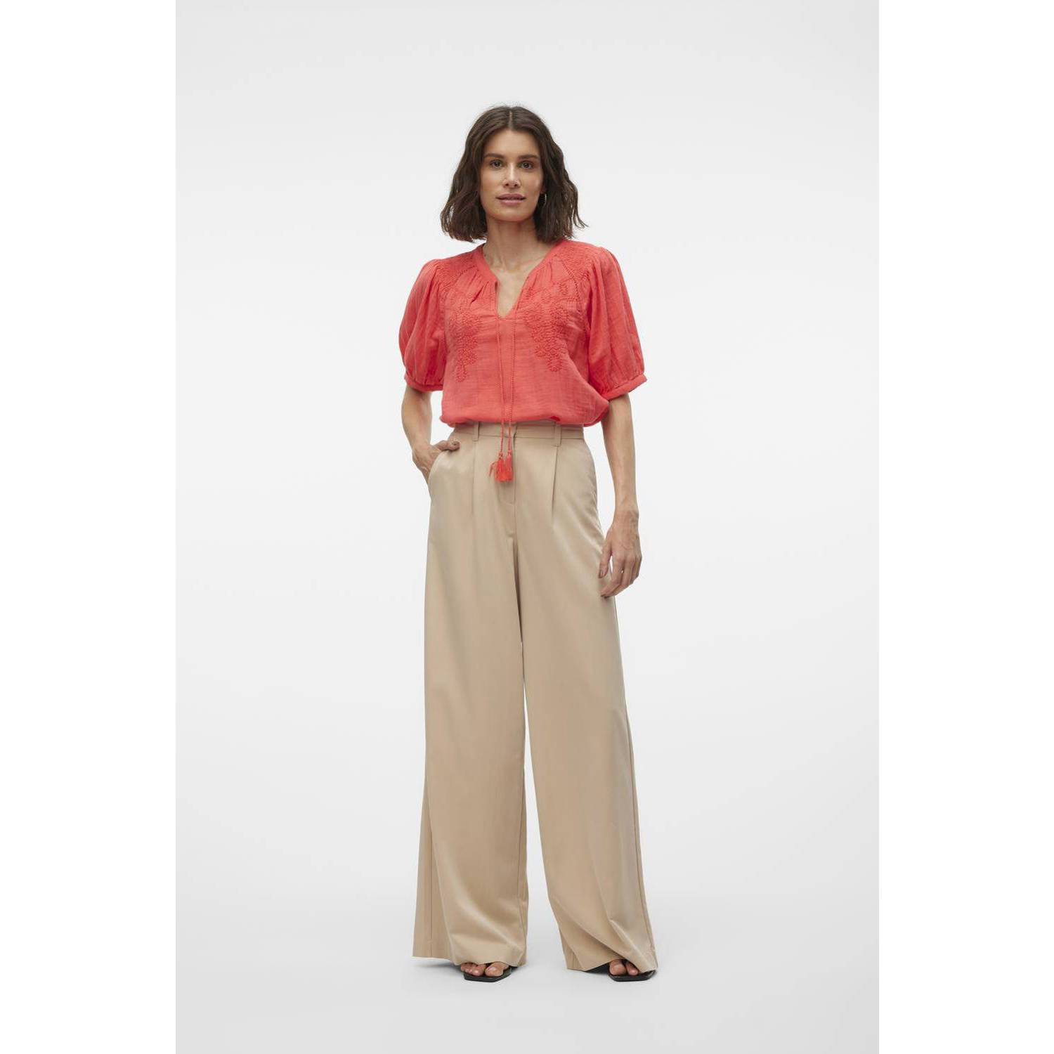 VERO MODA top VMKISY koraalrood