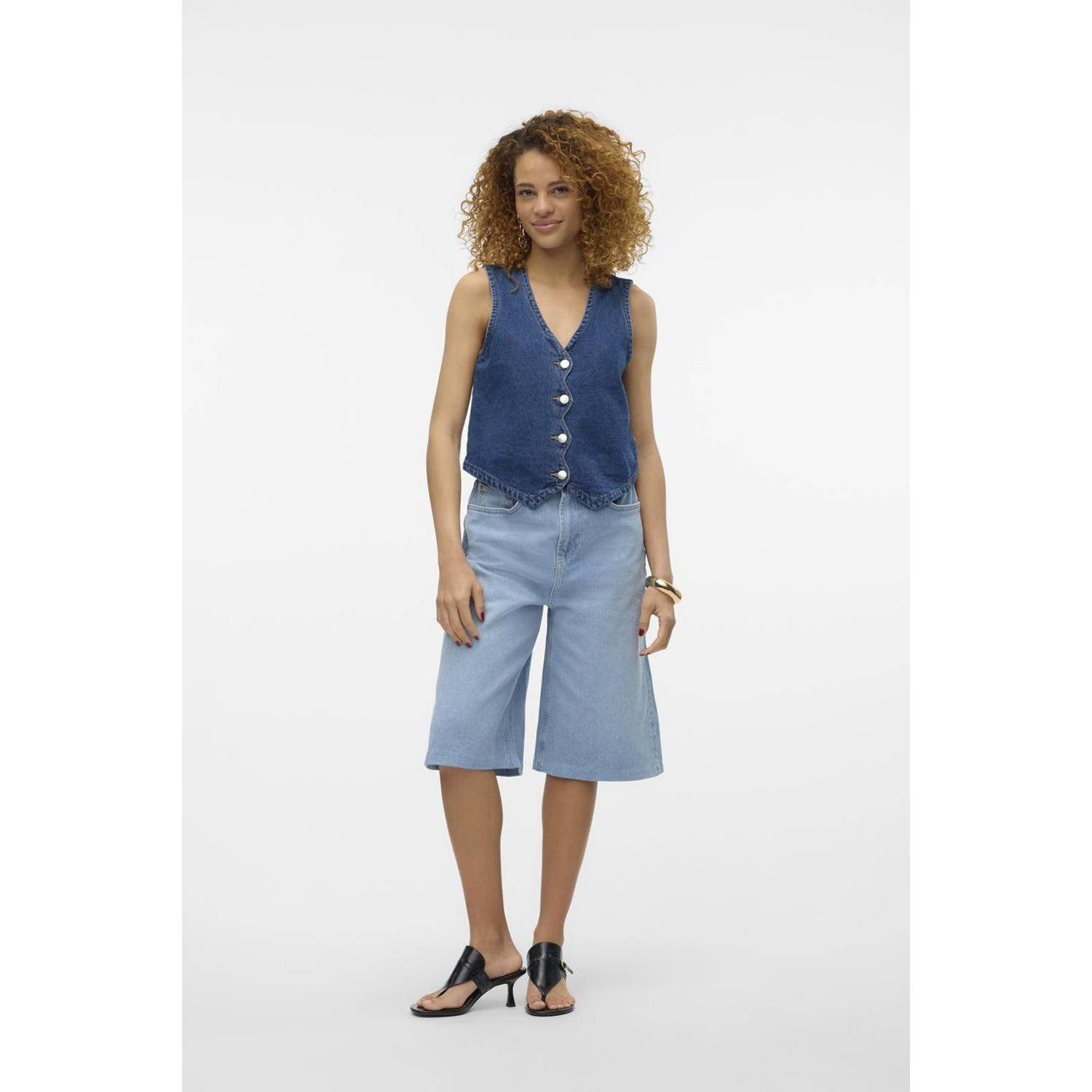 VERO MODA gilet VMORIA dark blue denim