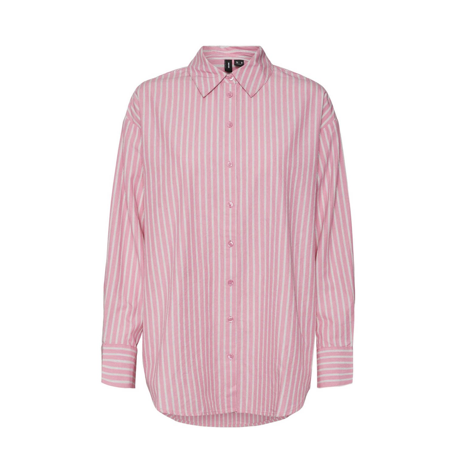 VERO MODA blouse VMGILI met krijtstreep roze wit