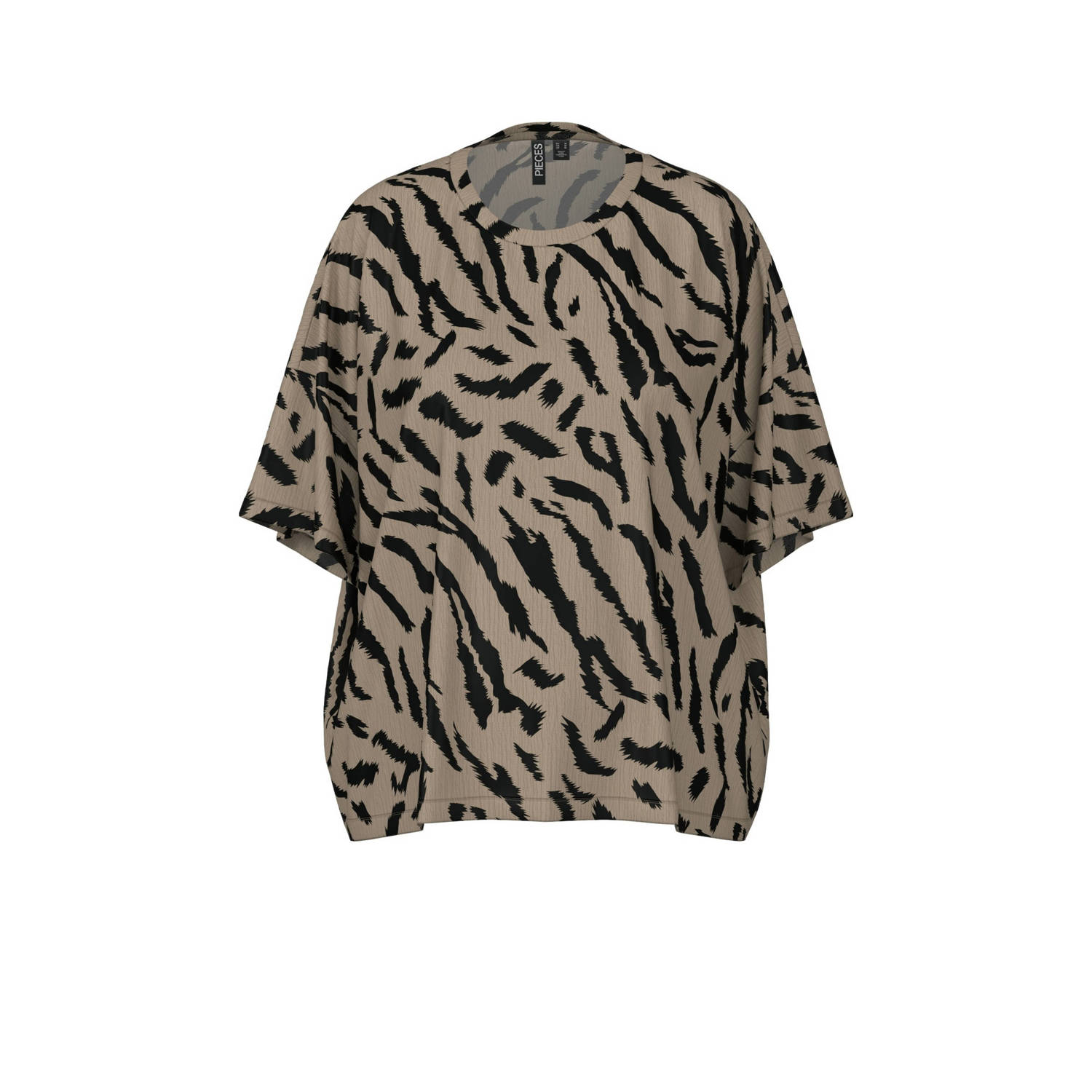 PIECES Curve blousetop PCLUNA met all over print bruin zwart