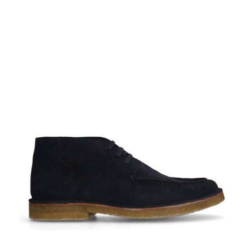 Manfield suède veterschoenen donkerblauw afbeelding