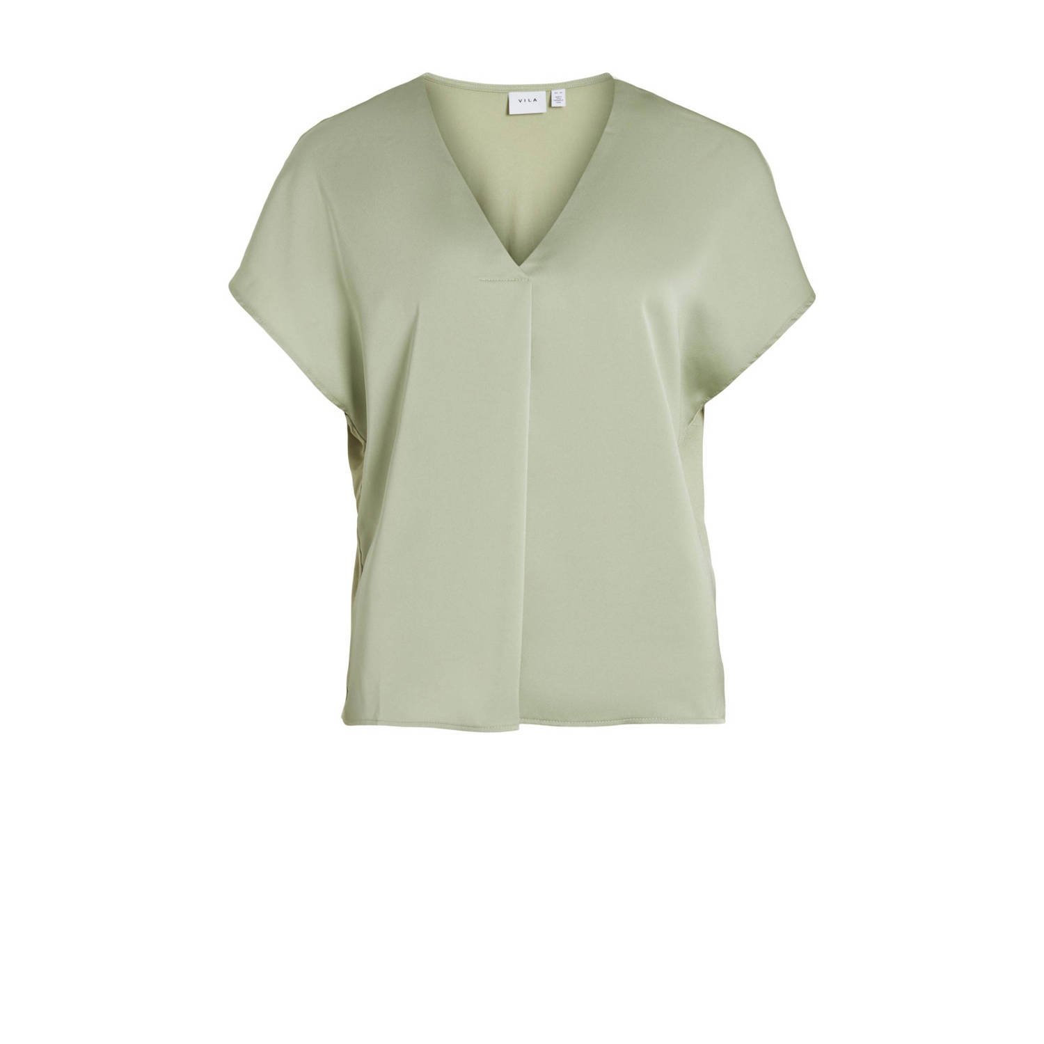 Vila Shirt met V-hals VIELLETTE V-NECK S S SATIN TOP NOOS