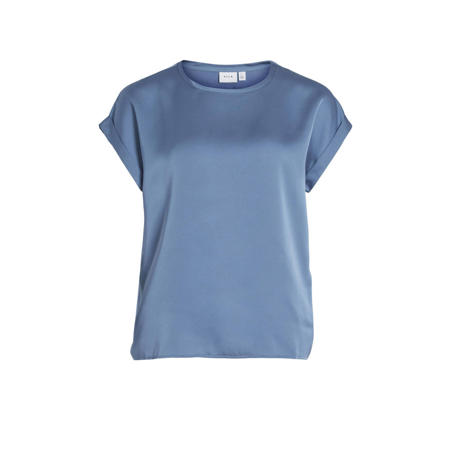 VILA satijnen T-shirt VIELLETTE blauw