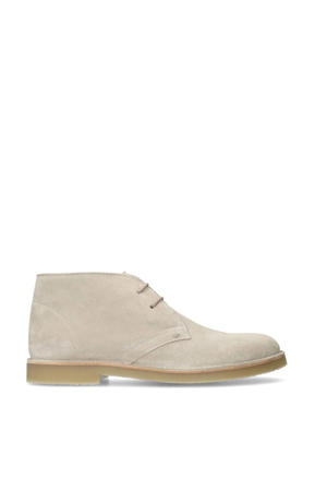 suède veterschoenen beige