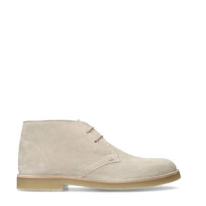   suède veterschoenen beige