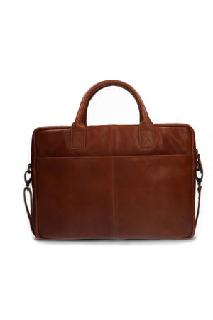 17 inch leren laptoptas cognac