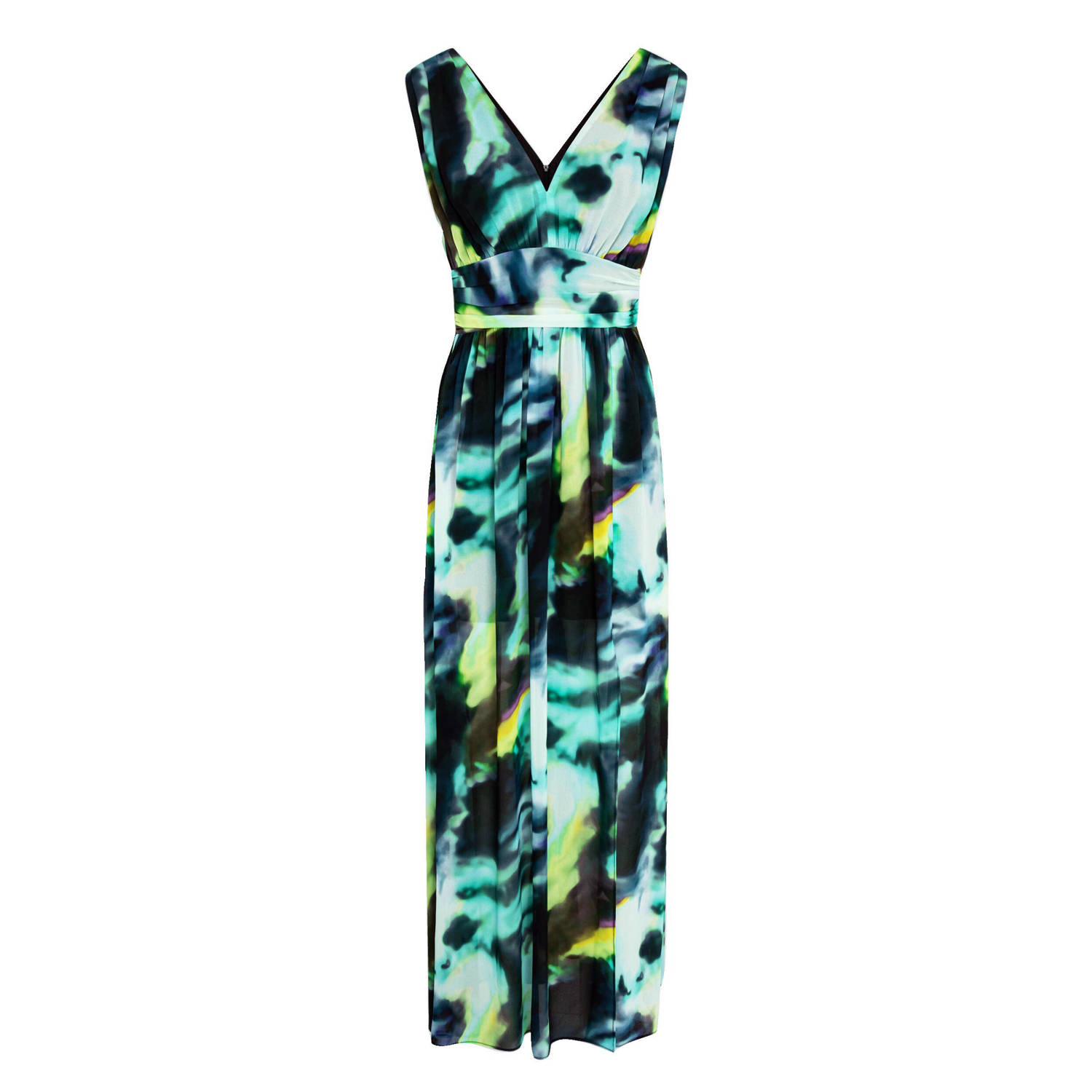 Morgan maxi jurk met all over print blauw donkerblauw groen