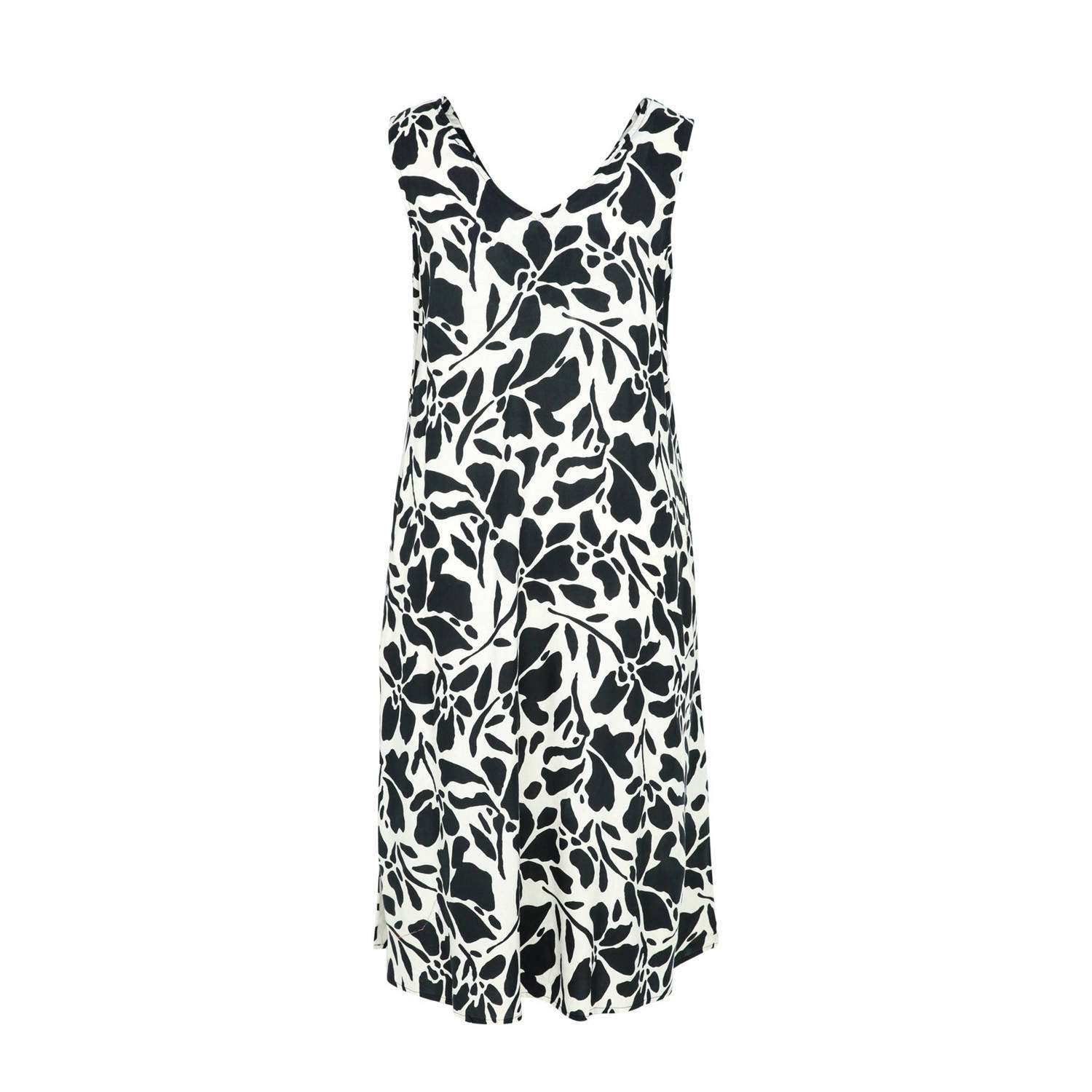 Paprika jurk met all over print donkerblauw wit