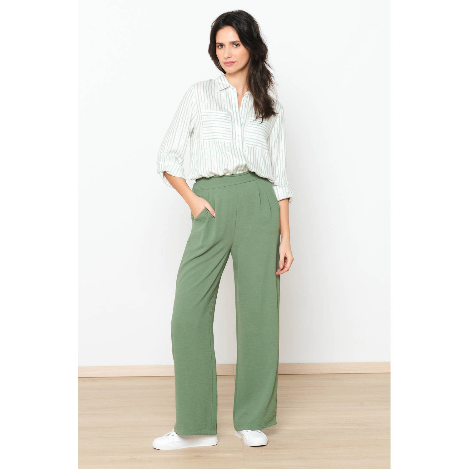 LOLALIZA high waist loose fit pantalon kaki