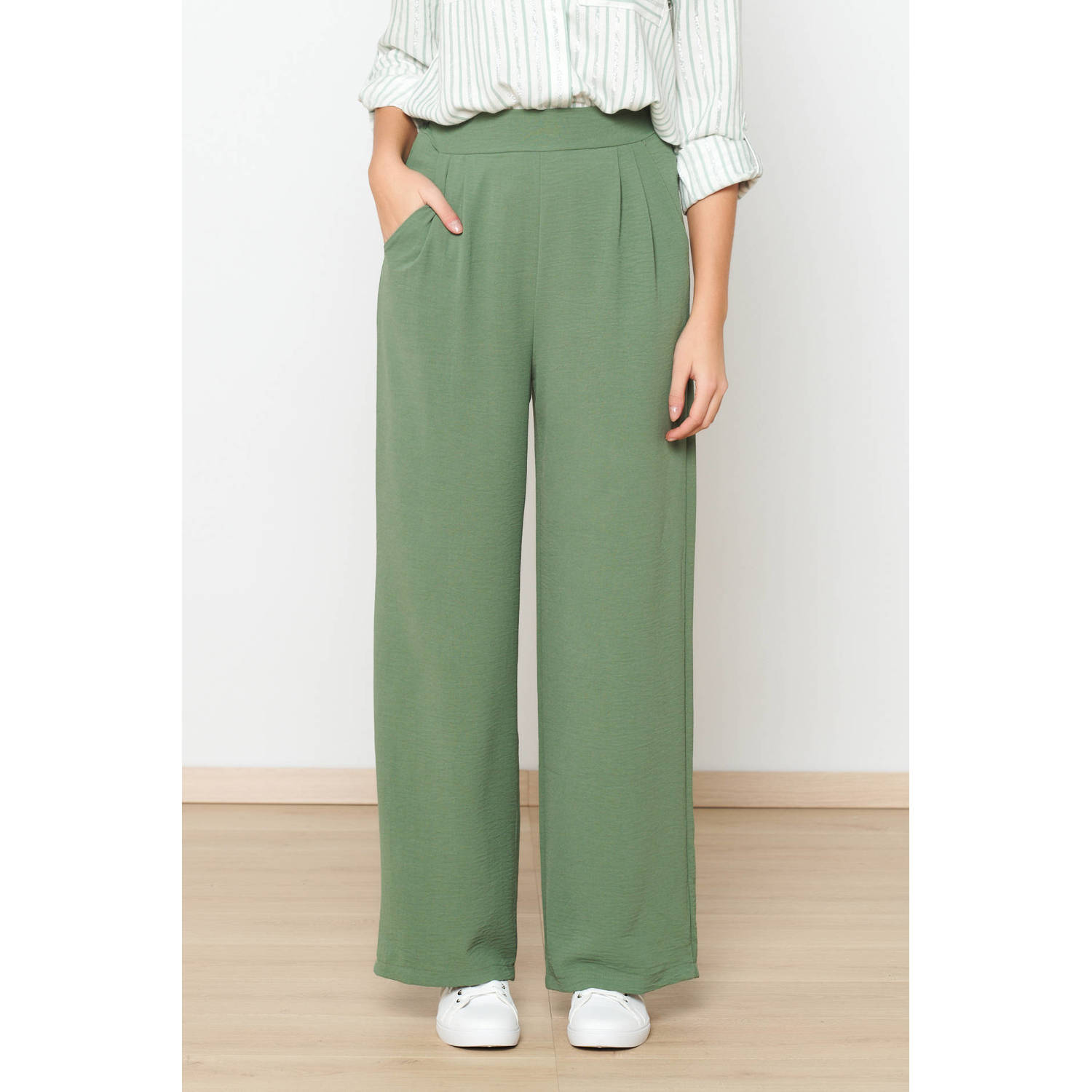 LOLALIZA high waist loose fit pantalon kaki