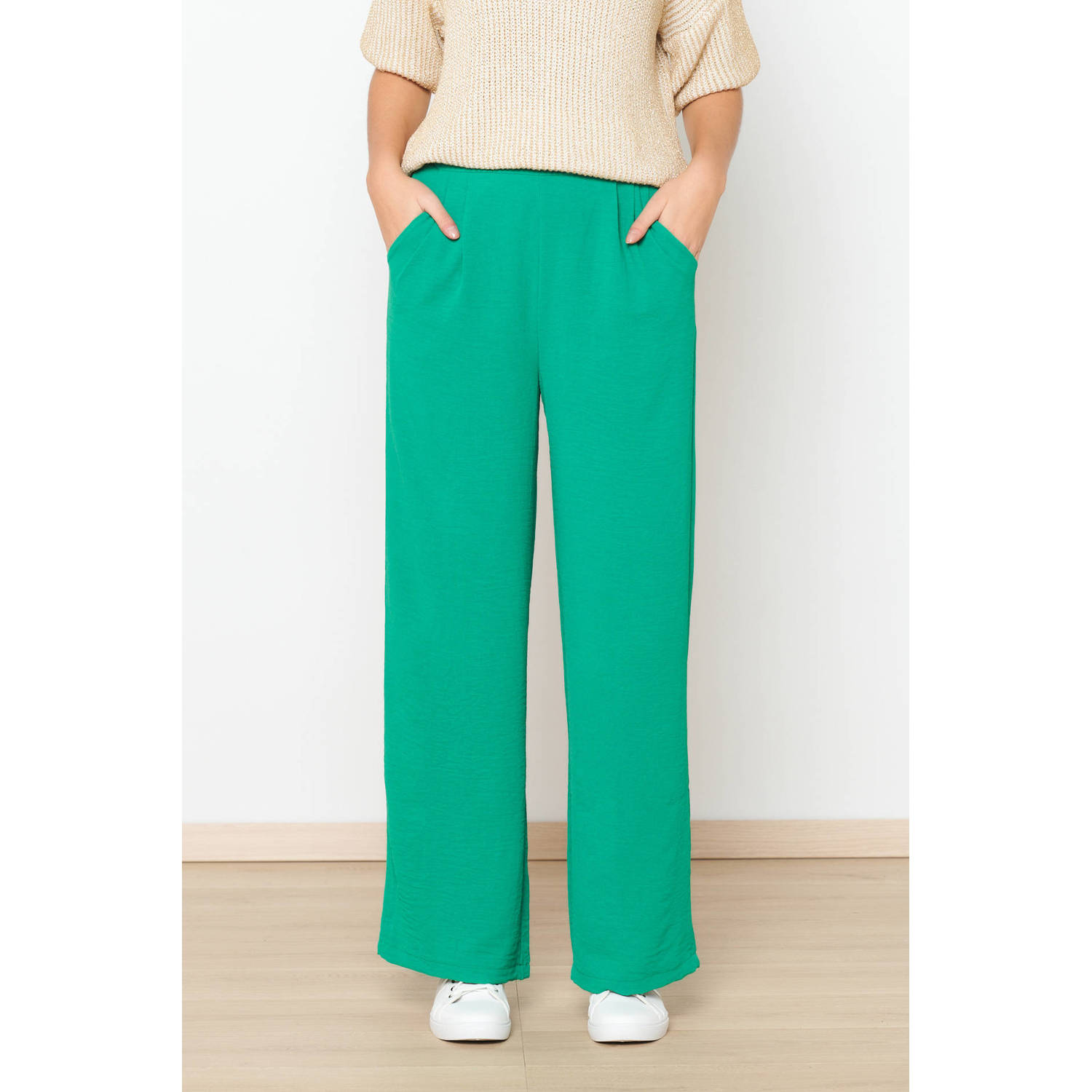 LOLALIZA high waist loose fit pantalon groen