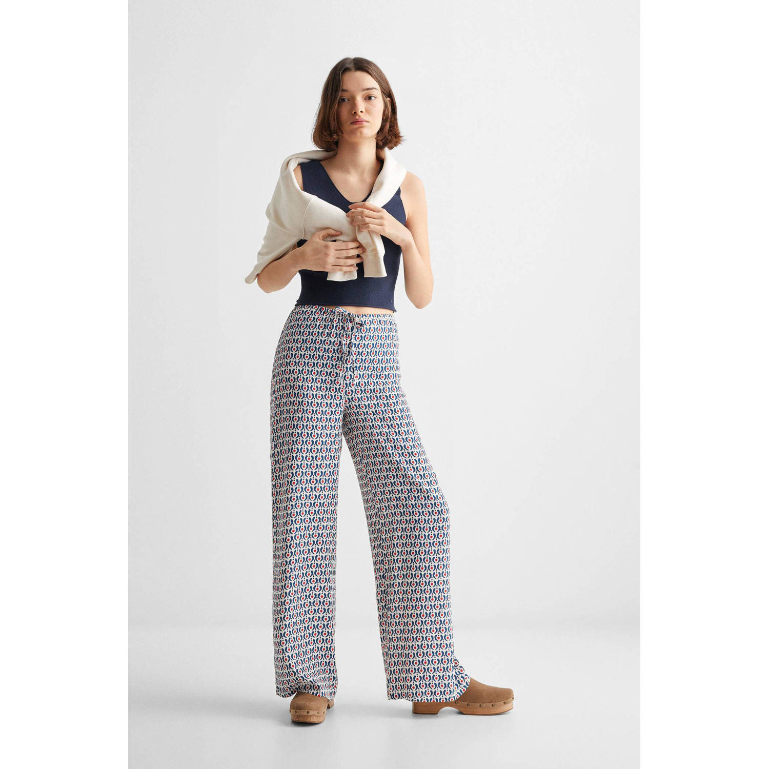 Mango Kids broek met all over print rood blauw wit