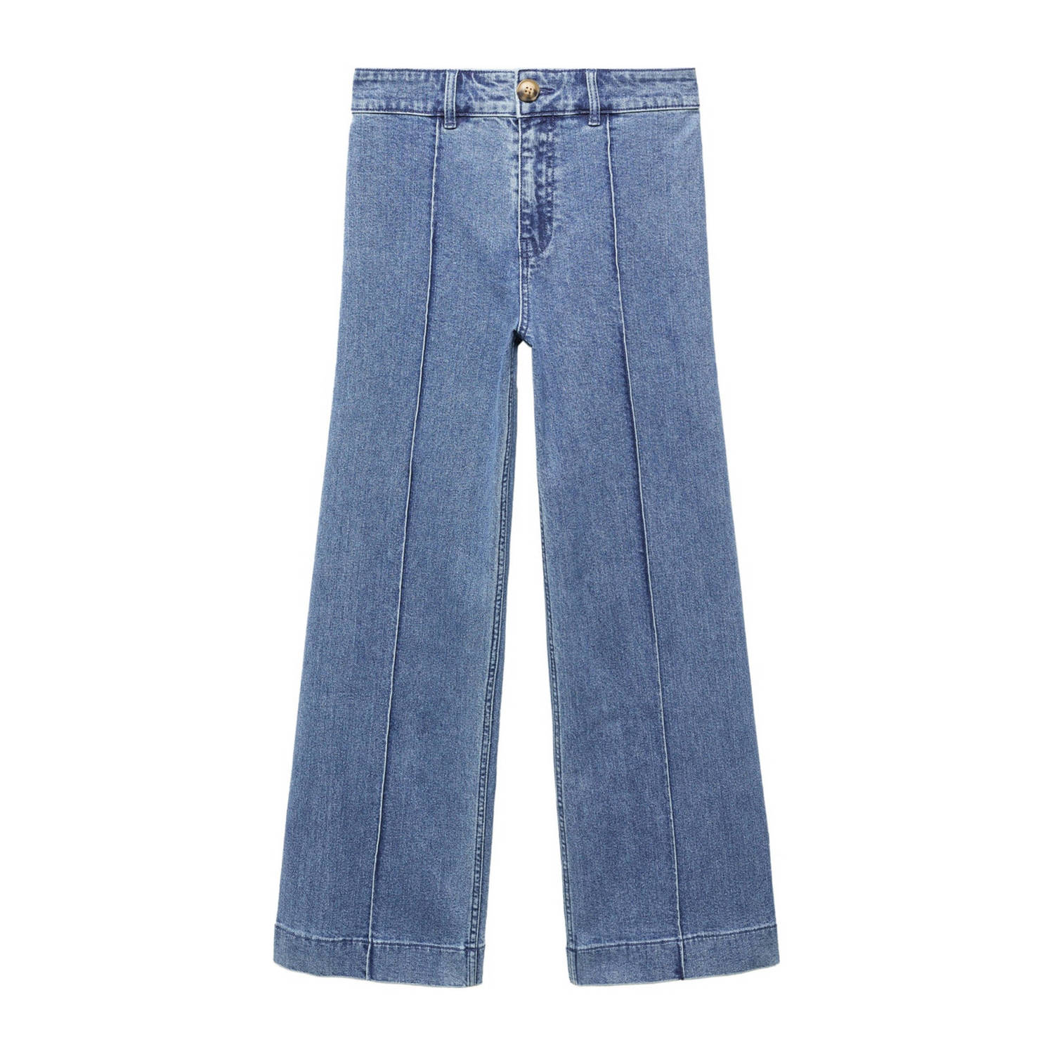 Mango Kids wide leg jeans light blue denim Blauw Effen 152(XXS)