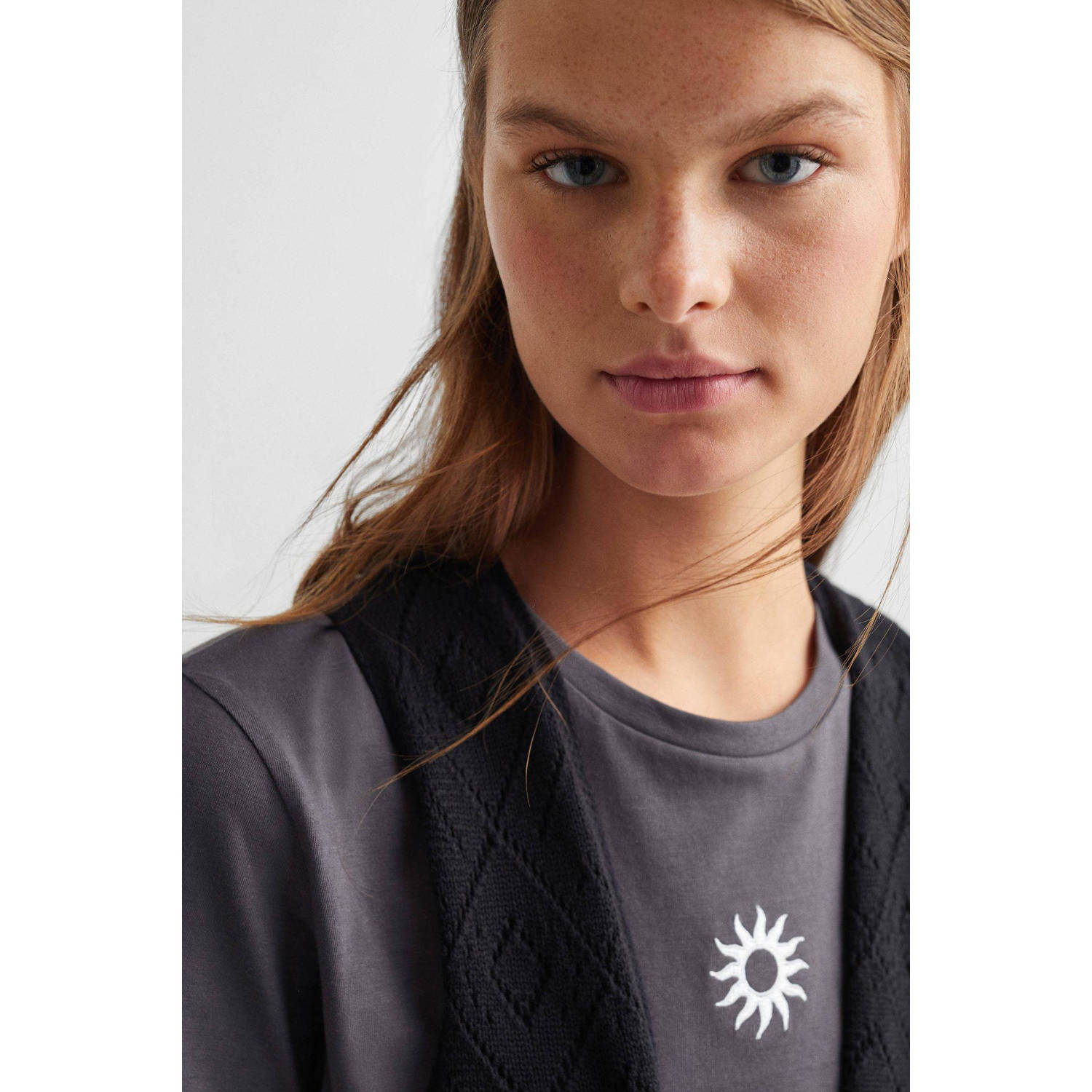 Mango Kids gebreid gilet zwart