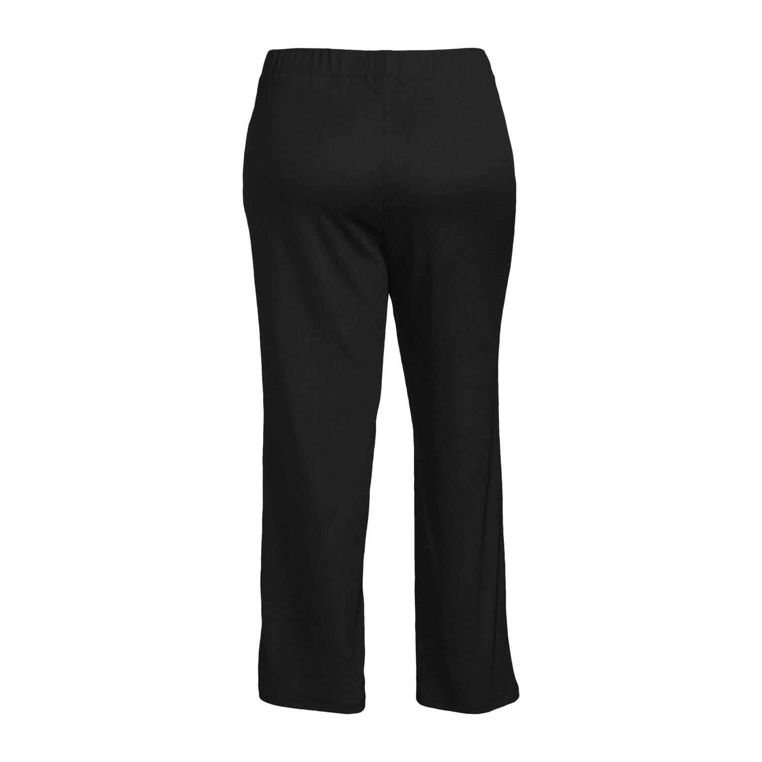 GREAT LOOKS crinkle wide leg broek zwart