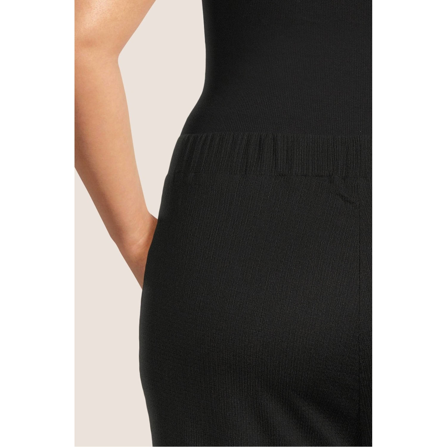 GREAT LOOKS crinkle wide leg broek zwart