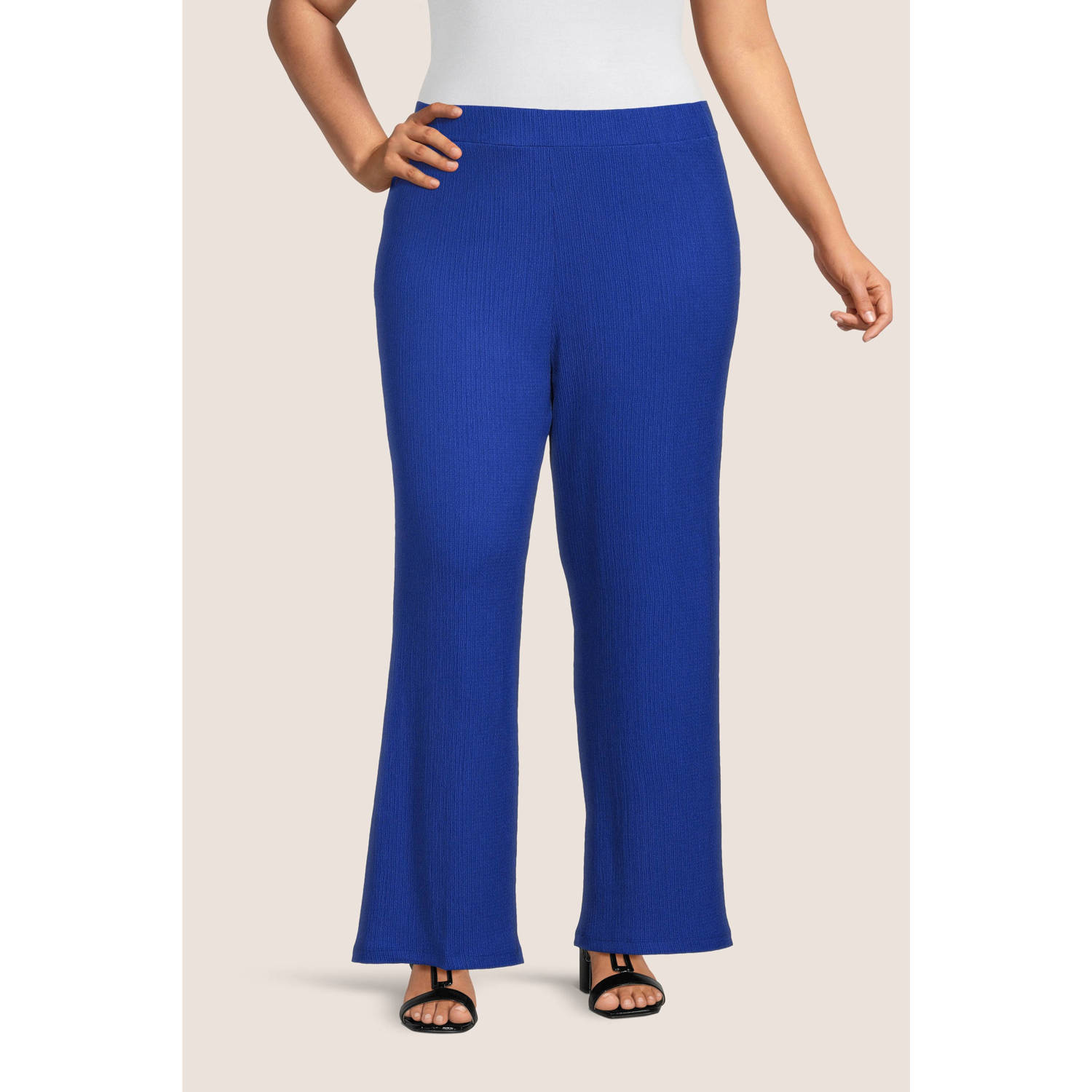GREAT LOOKS crinkle wide leg broek blauw Dames Jersey Effen 44