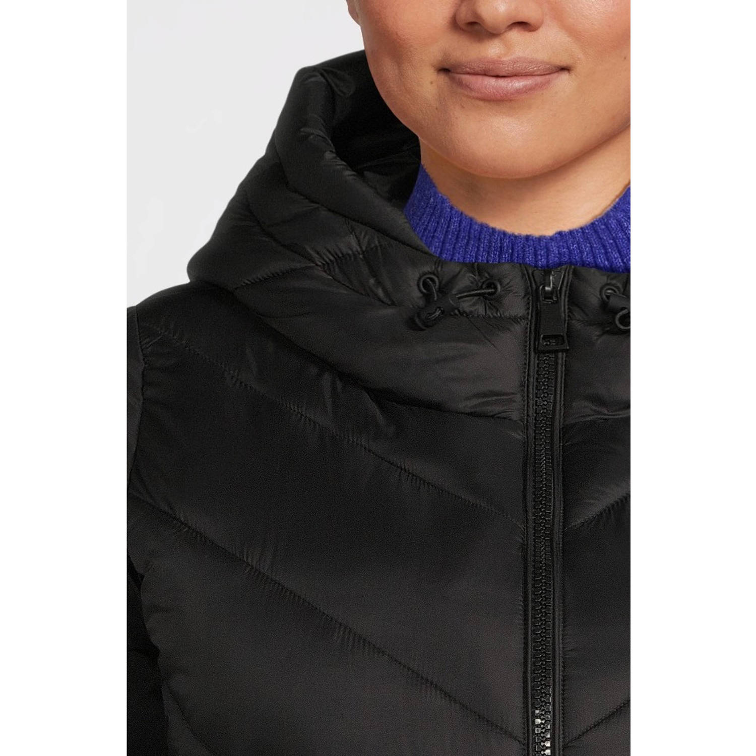 GREAT LOOKS gewatteerde jas zwart