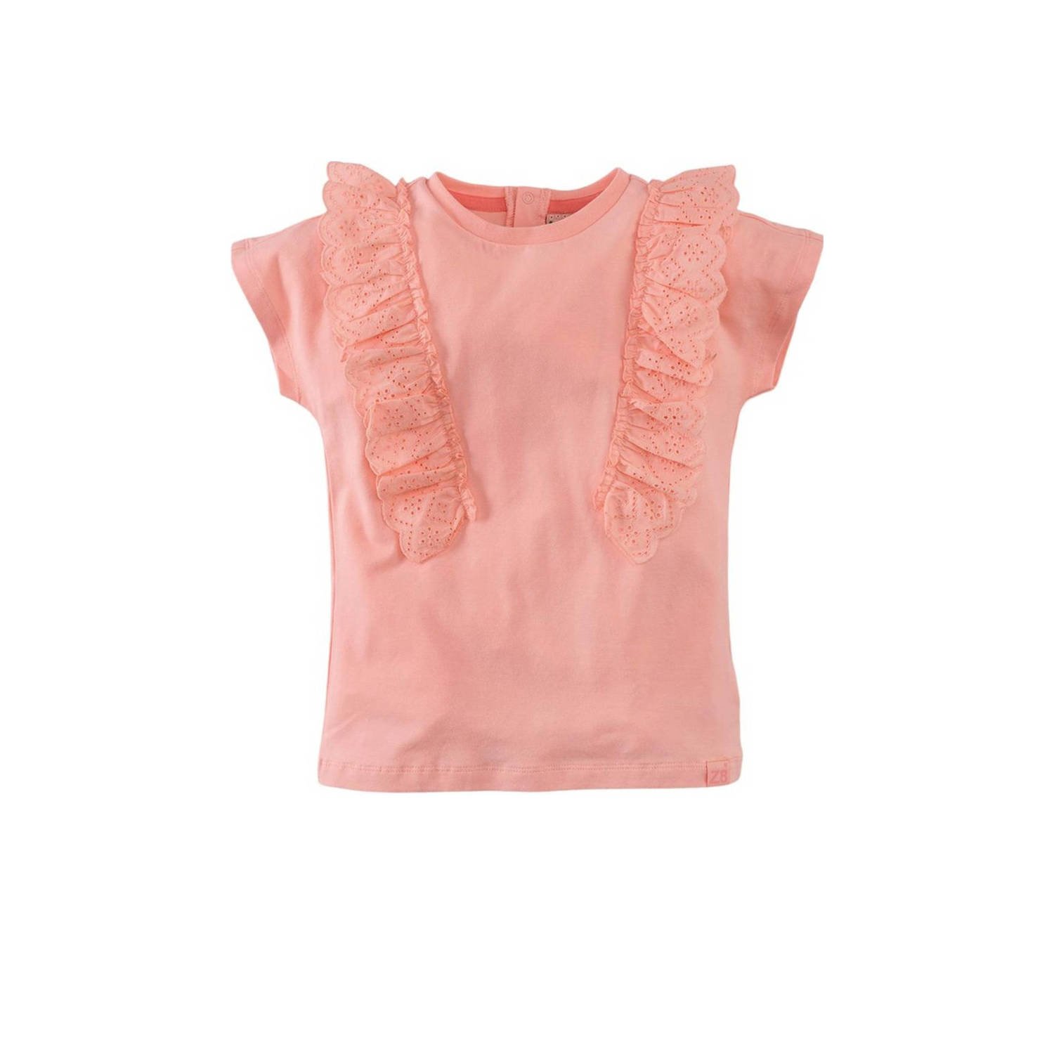 Z8 T-shirt Everly roze Meisjes Stretchkatoen Ronde hals Effen 140 146